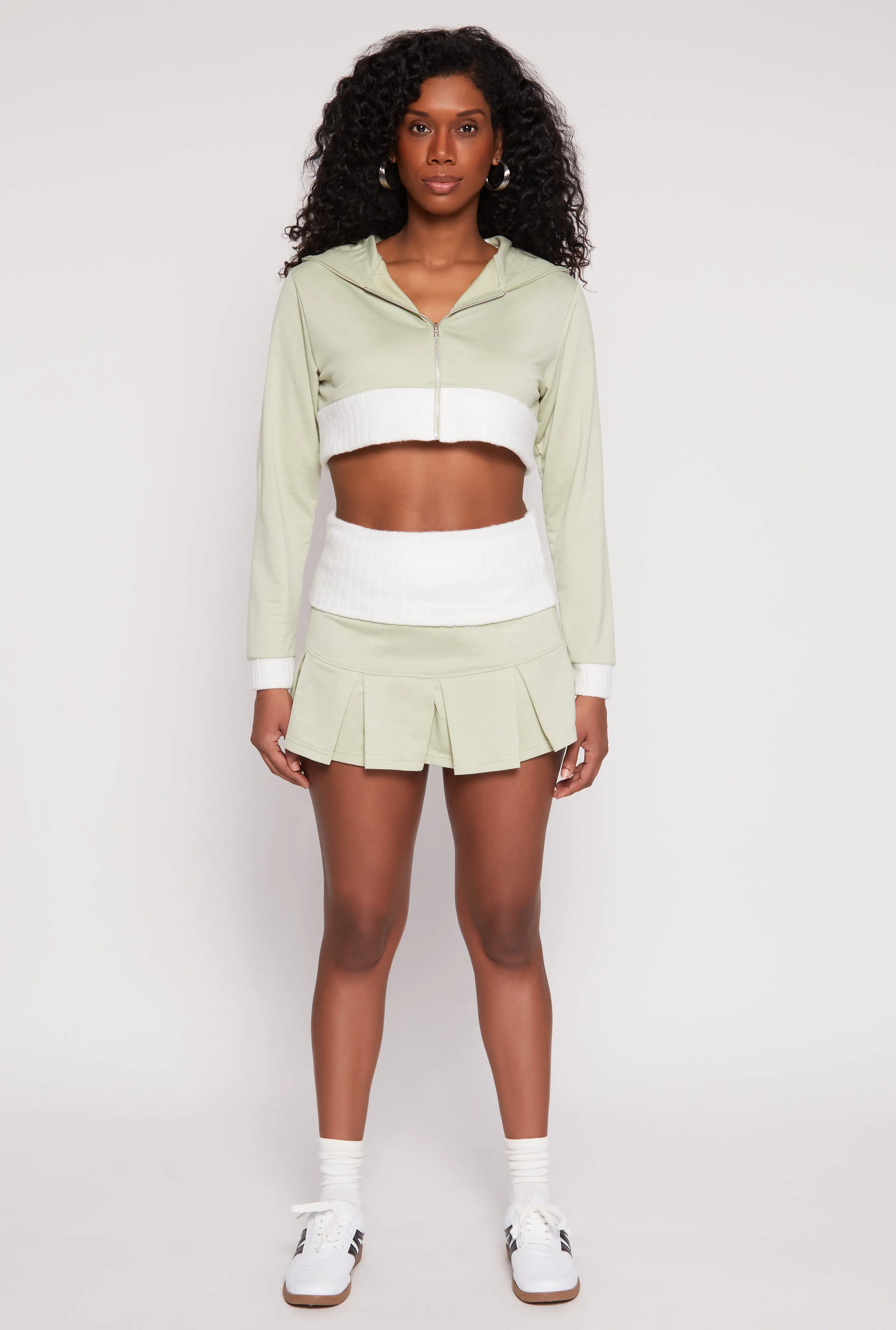 Two Toned Trim Cropped Hooded Sweatshirt sold by Rainbow product image thumbnail 2