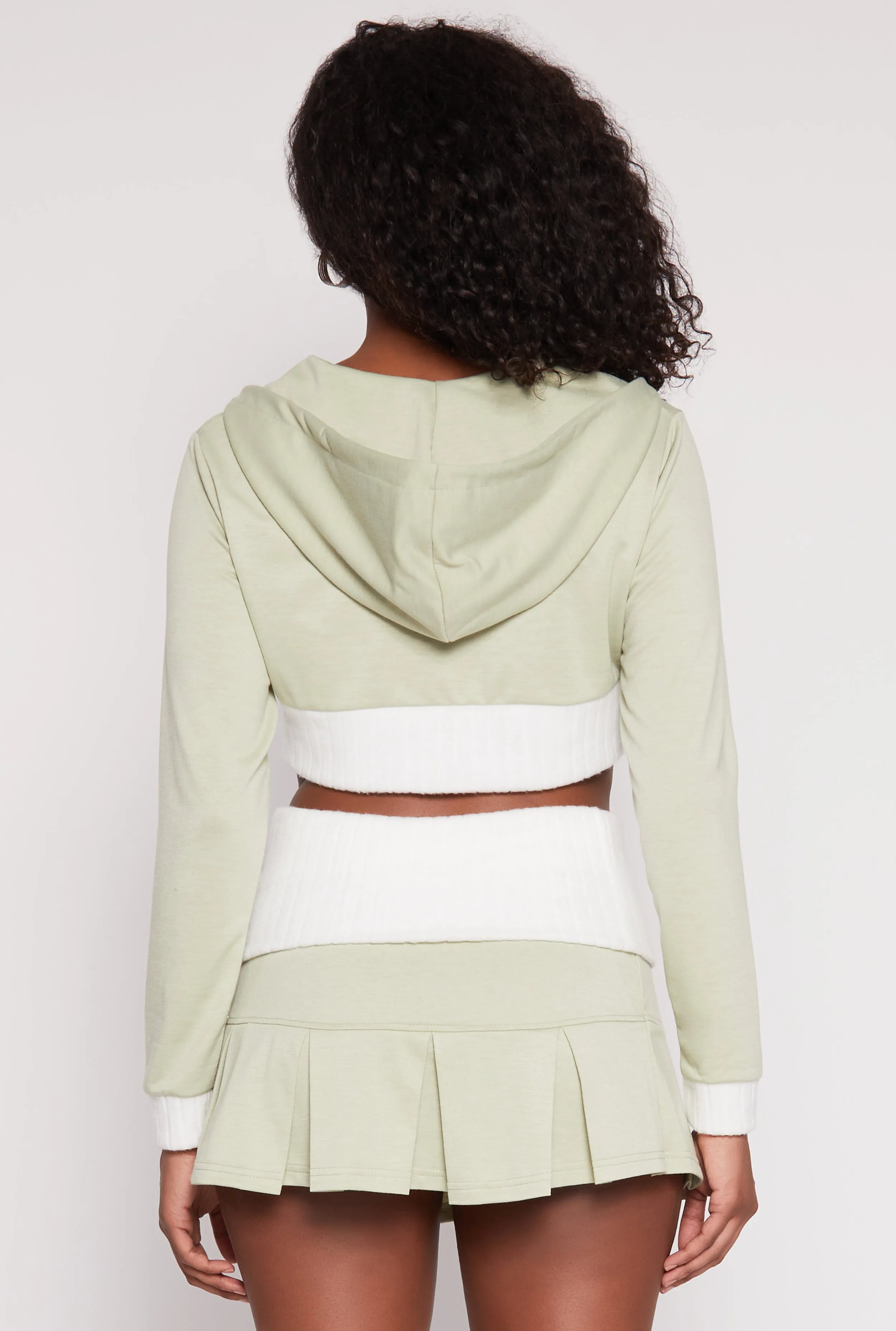 Two Toned Trim Cropped Hooded Sweatshirt sold by Rainbow product image thumbnail 5