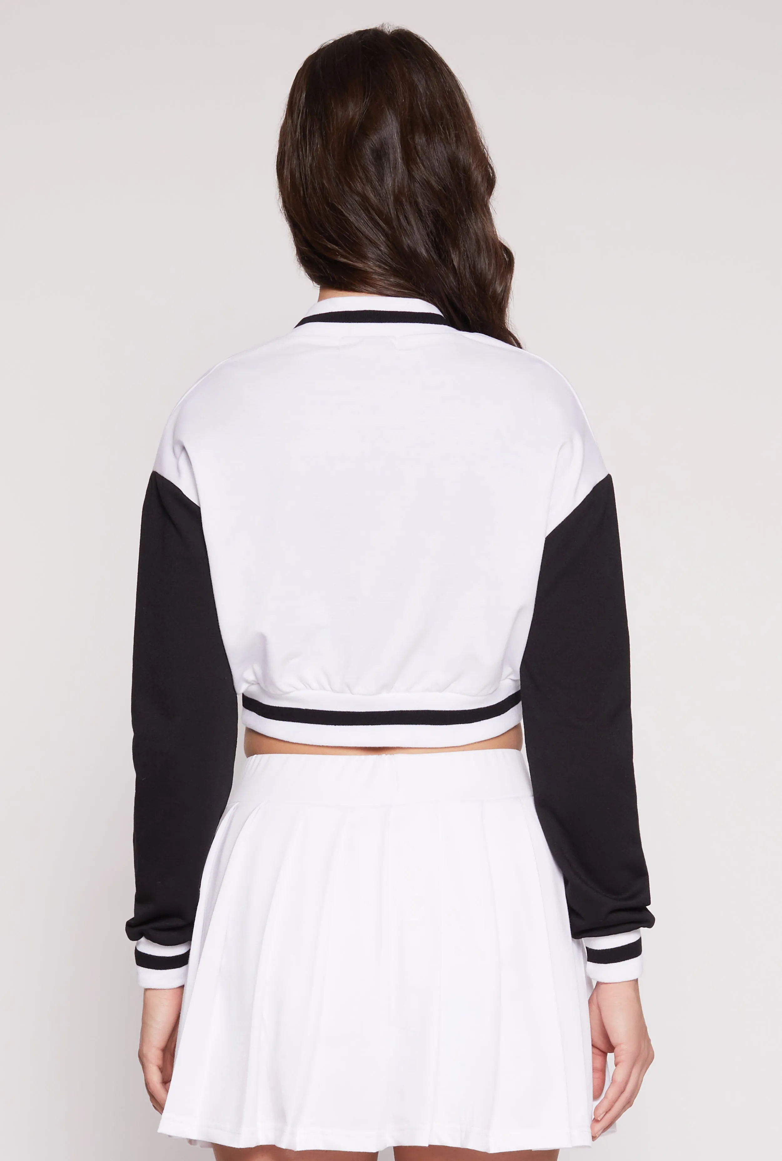 Chenille A Initial Cropped Varsity Jacket sold by Rainbow product image thumbnail 5