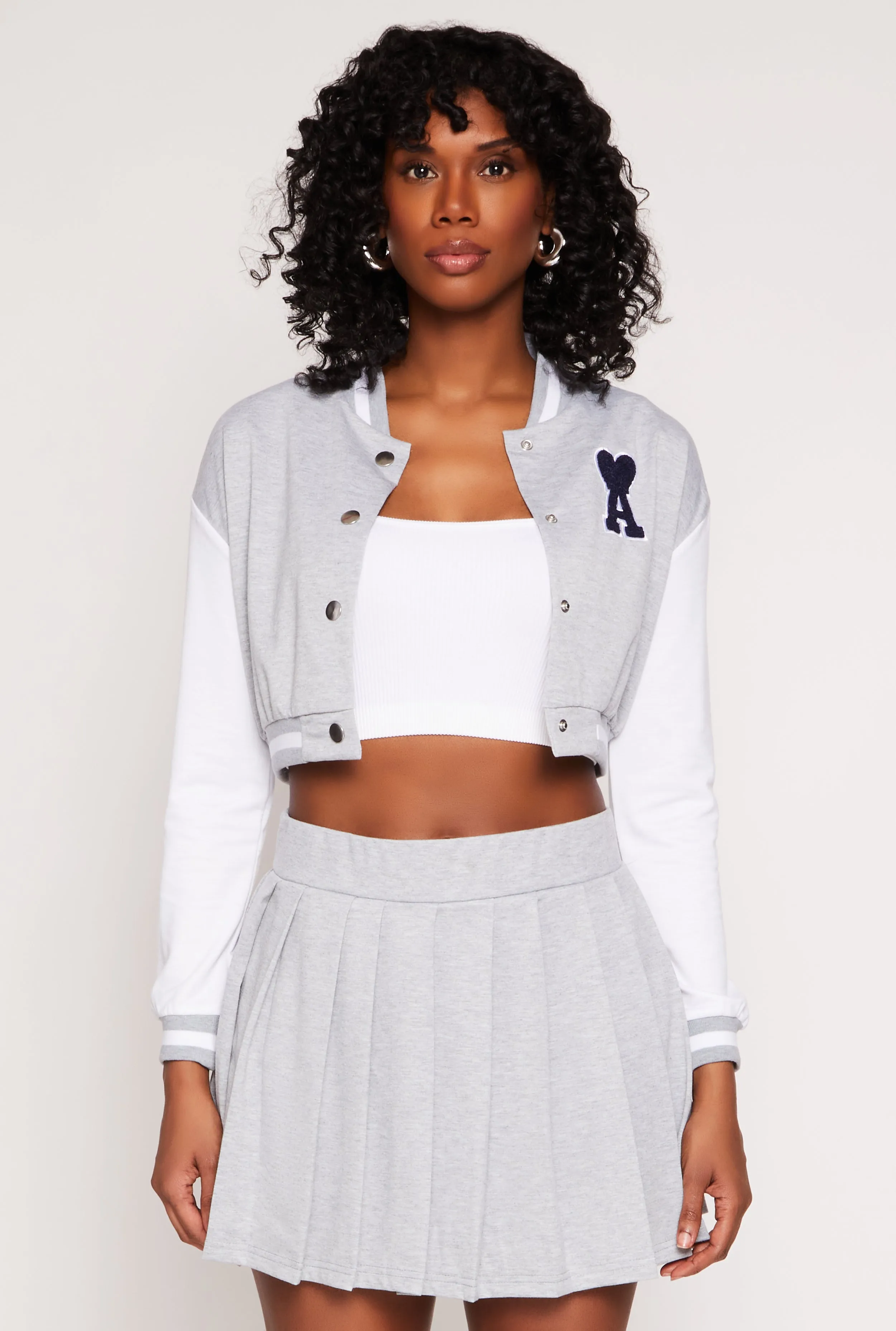 Chenille A Initial Cropped Varsity Jacket sold by Rainbow