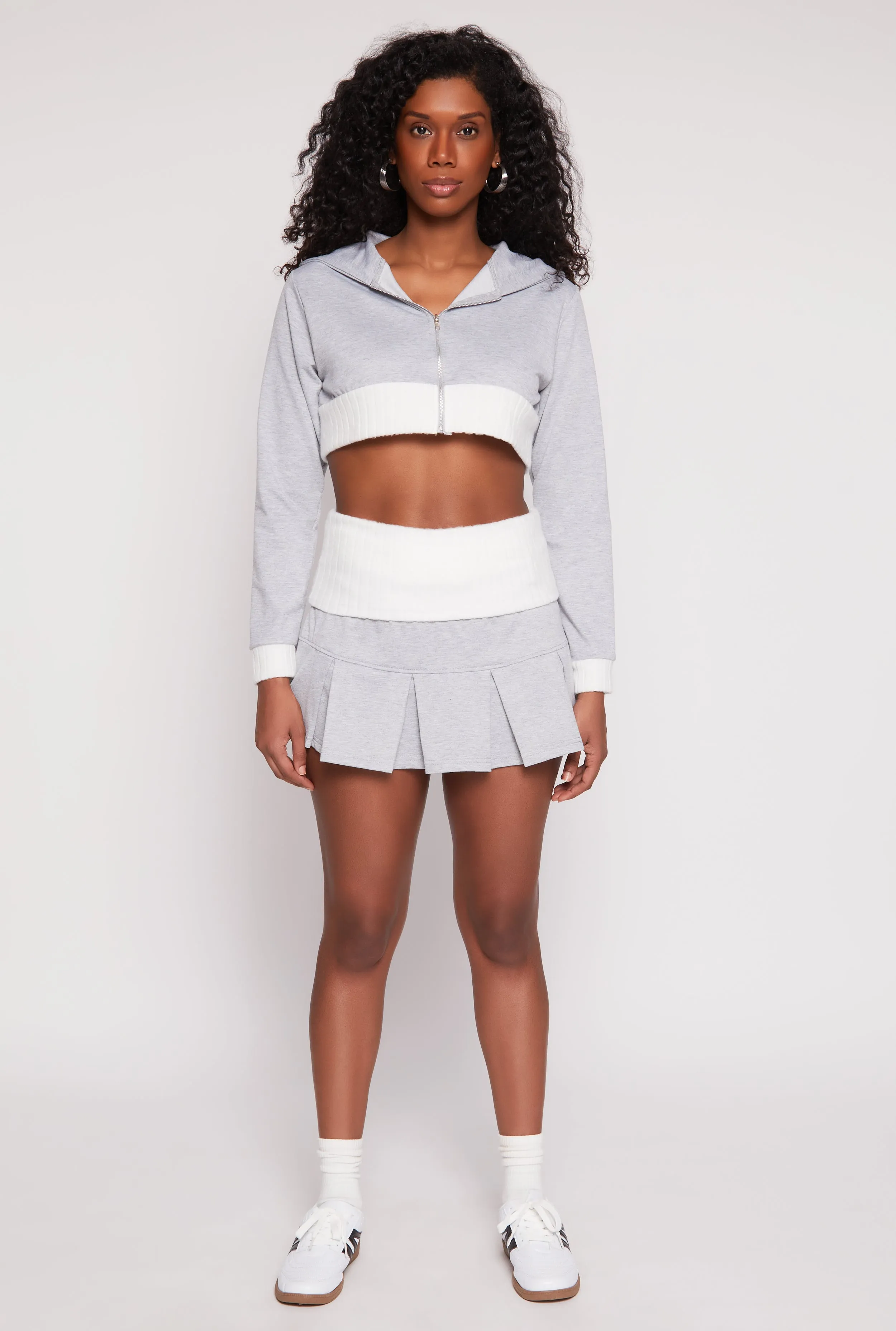 Two Toned Trim Cropped Hooded Sweatshirt sold by Rainbow product image thumbnail 2