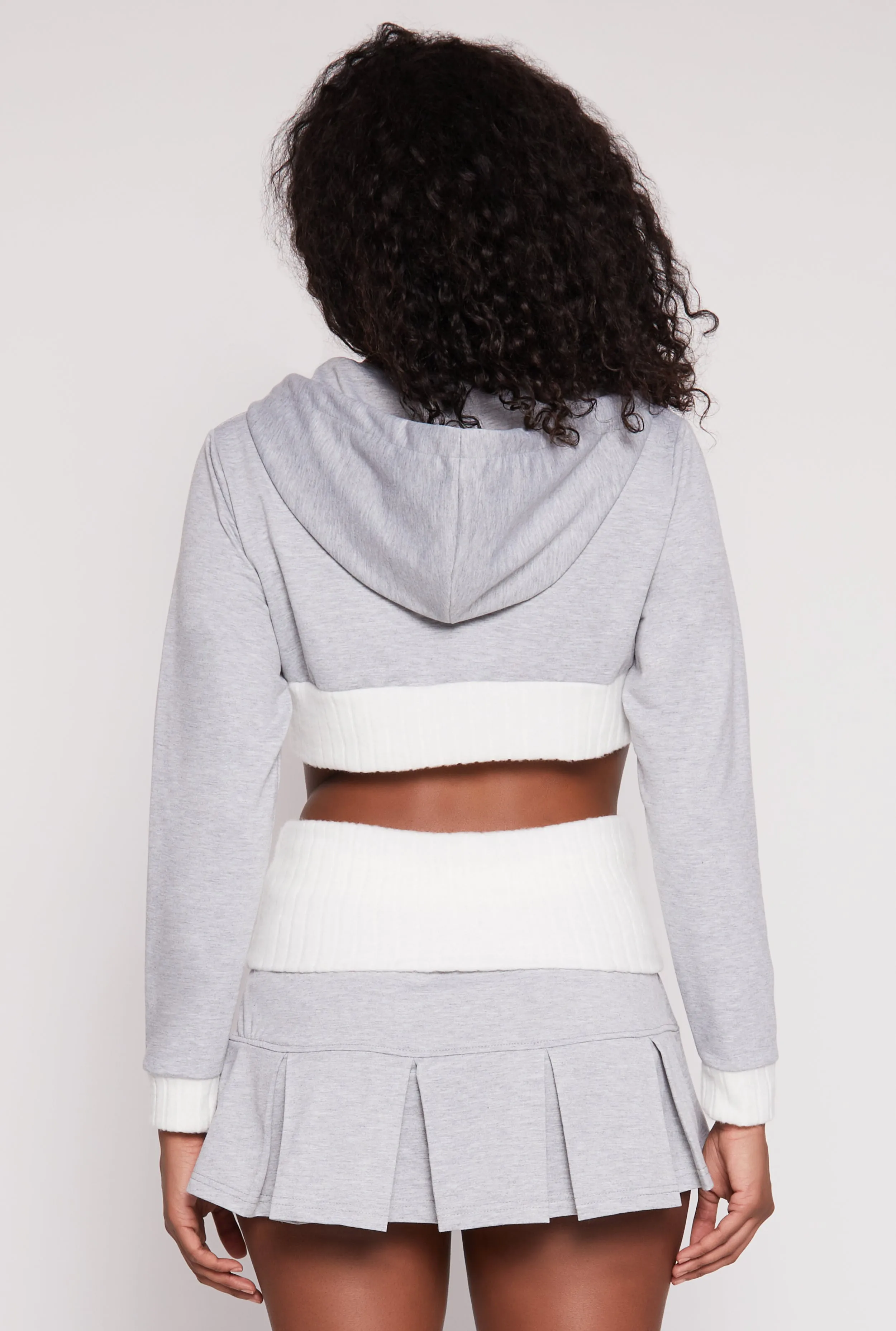 Two Toned Trim Cropped Hooded Sweatshirt sold by Rainbow product image thumbnail 5