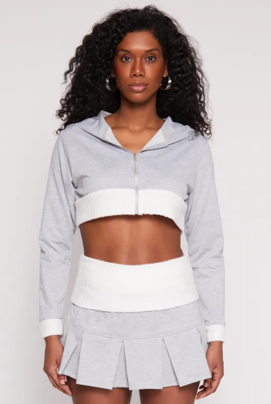 Two Toned Trim Cropped Hooded Sweatshirt sold by Rainbow