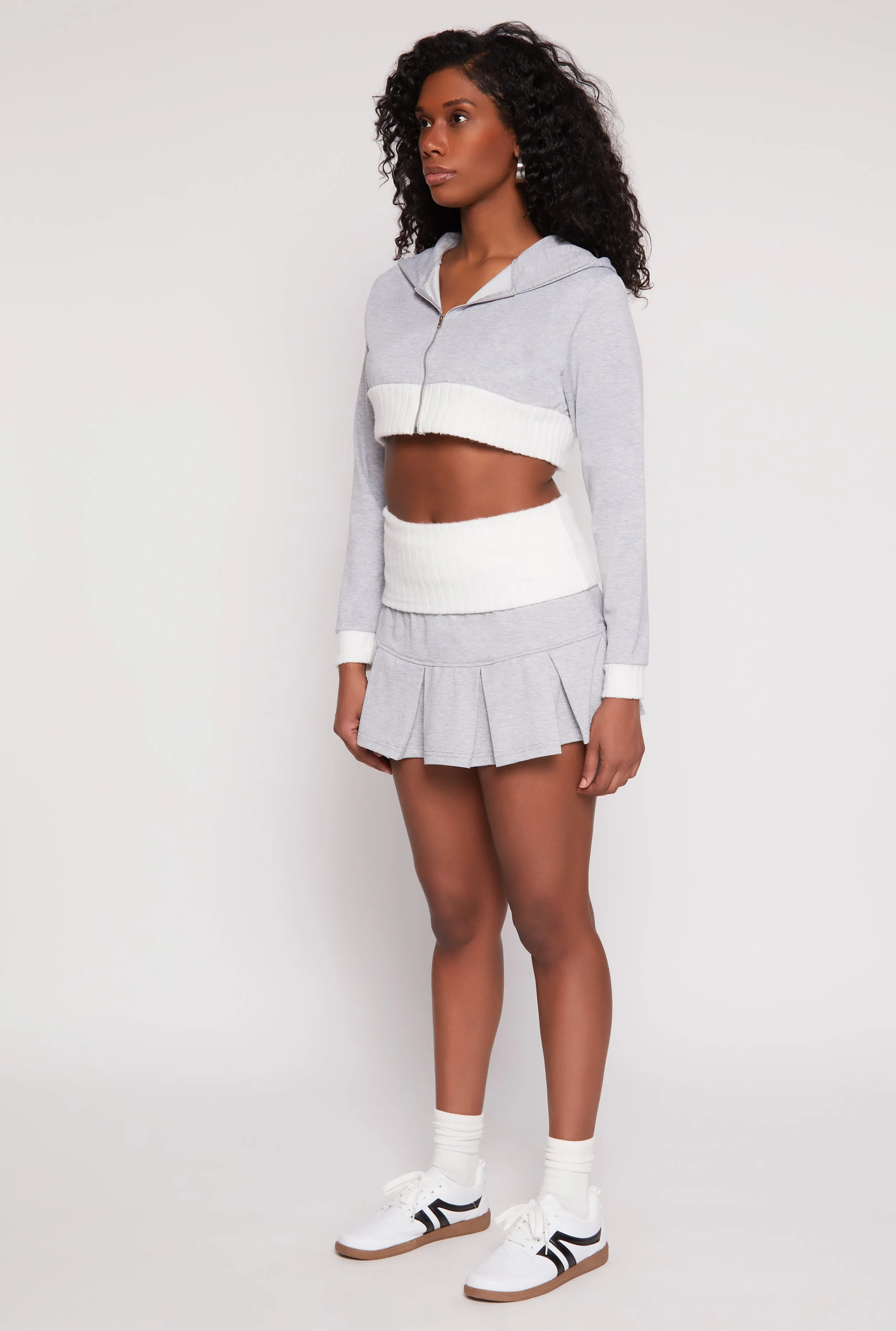 Two Toned Trim Cropped Hooded Sweatshirt sold by Rainbow product image thumbnail 3