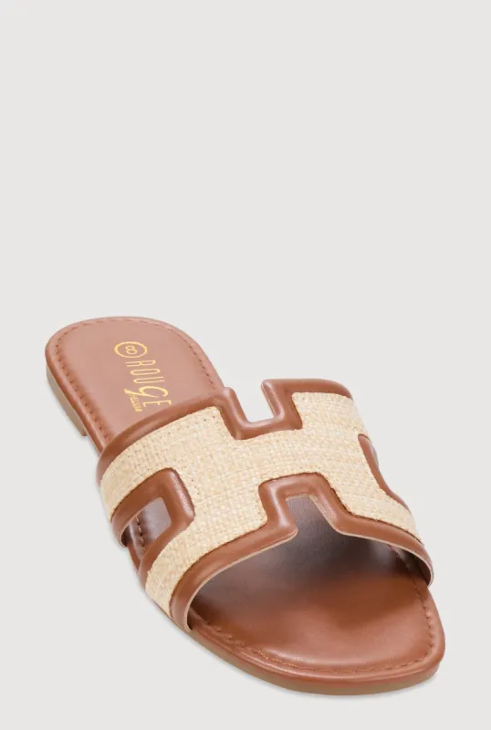 Woven Cut Out Band Slide Sandals sold by Rainbow