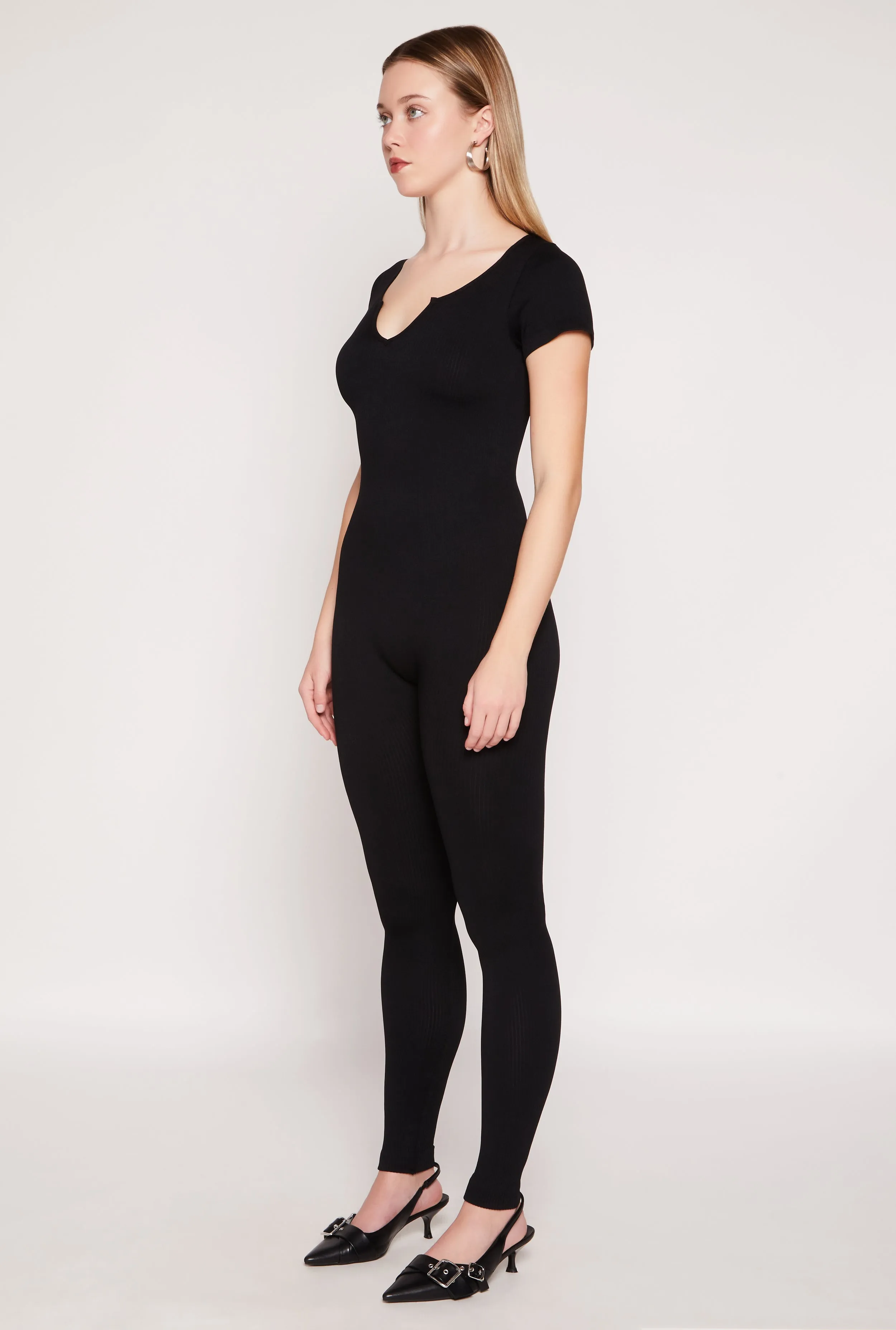 Seamless Notch Neck Rib Knit Catsuit sold by Rainbow product image thumbnail 2