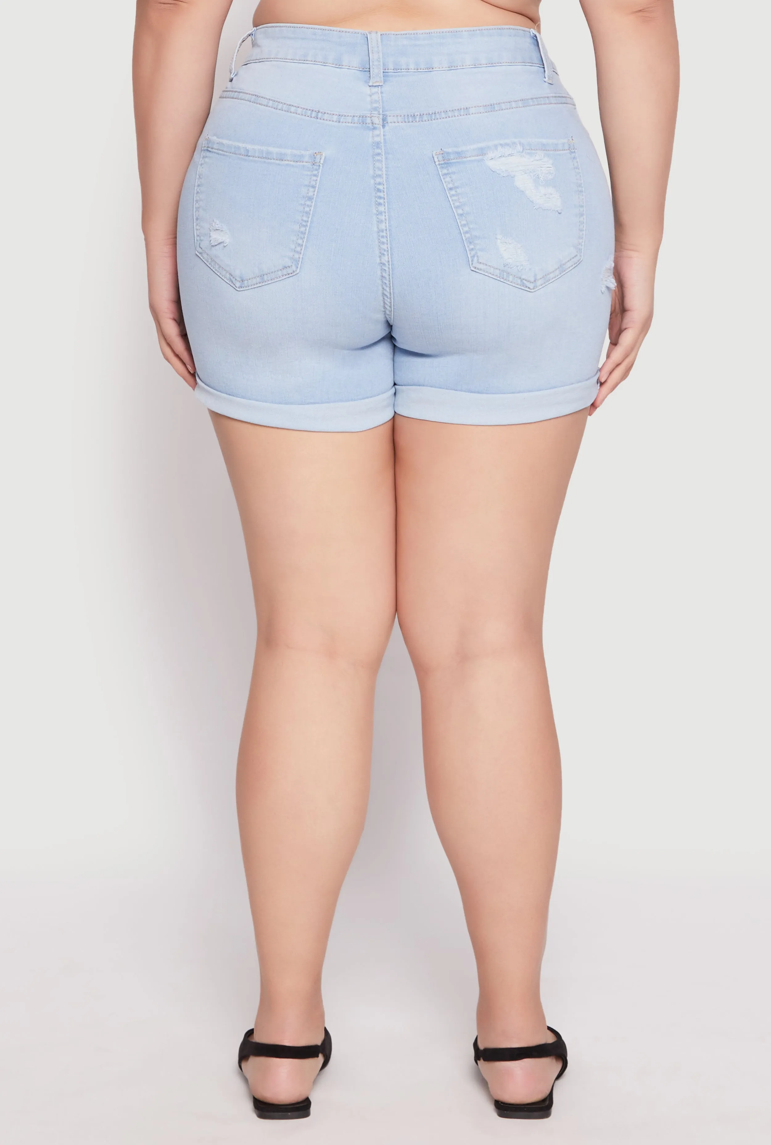 Plus Size WAX Whiskered Distressed Denim Shorts sold by Rainbow product image thumbnail 5