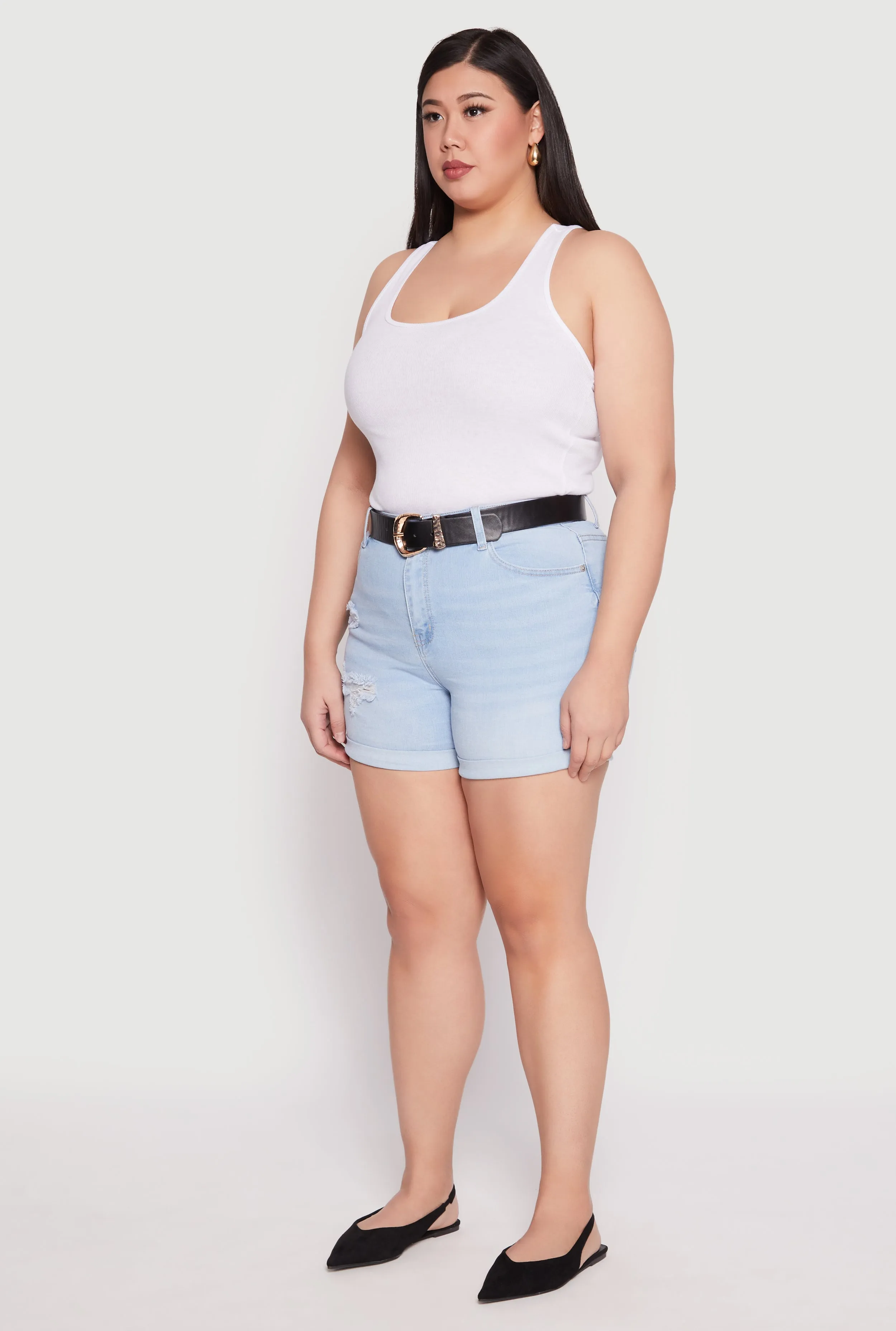 Plus Size WAX Whiskered Distressed Denim Shorts sold by Rainbow product image thumbnail 2