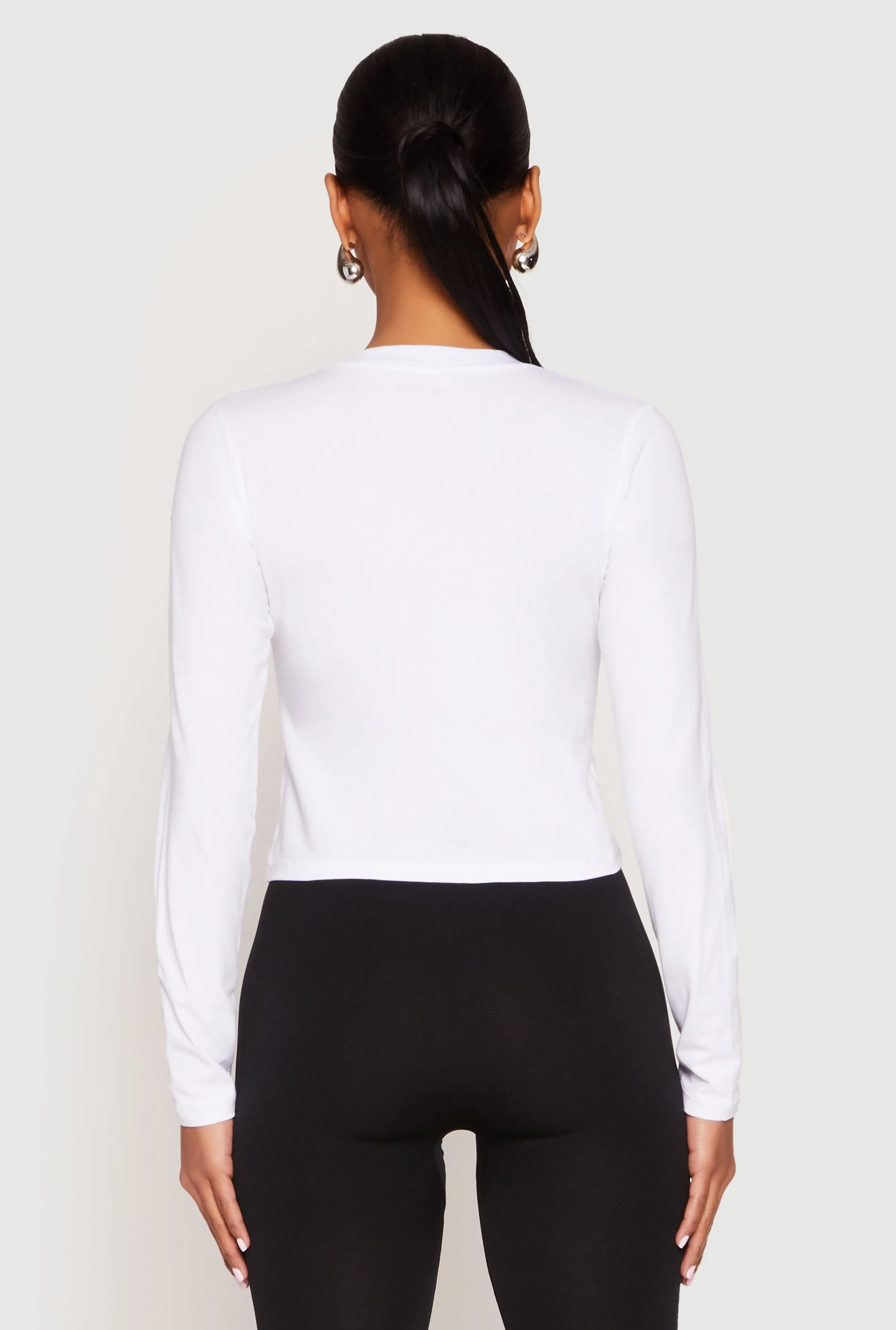 V Neck Long Sleeve Crop Top sold by Rainbow product image thumbnail 5