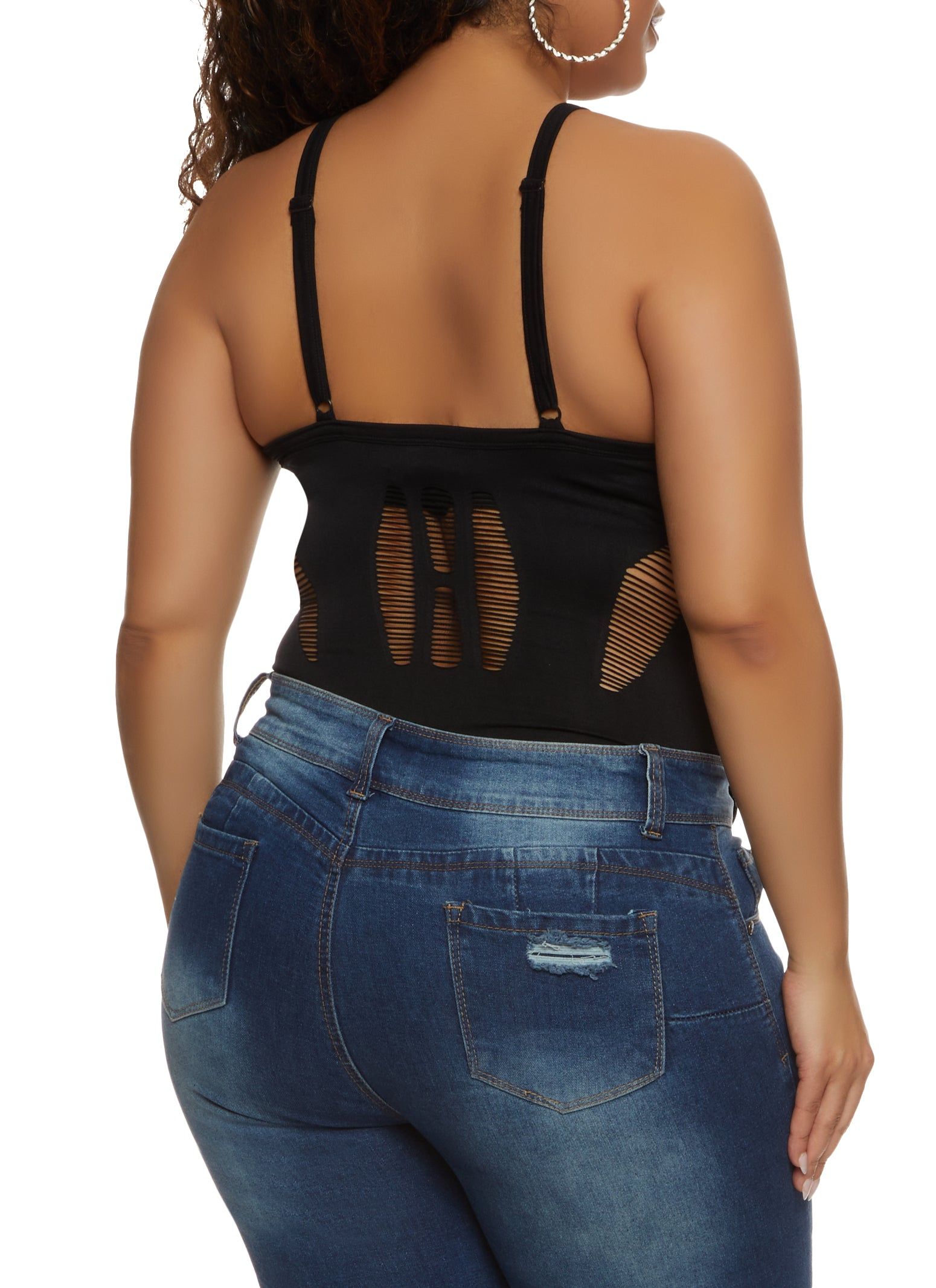 Plus Size Laser Cut Seamless Bodysuit sold by Rainbow product image thumbnail 3