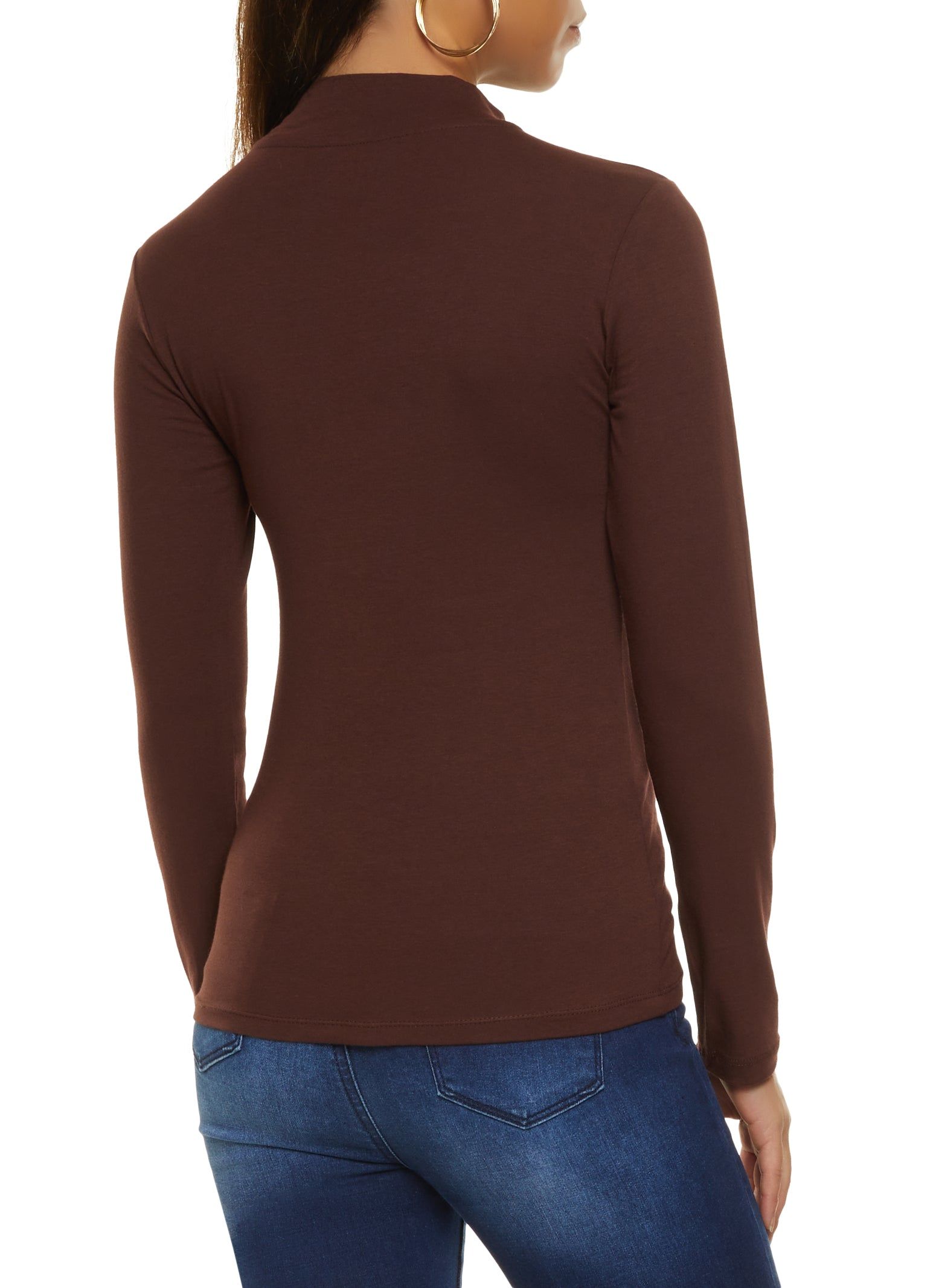 Solid Mock Neck Long Sleeve Tee sold by Rainbow product image thumbnail 2