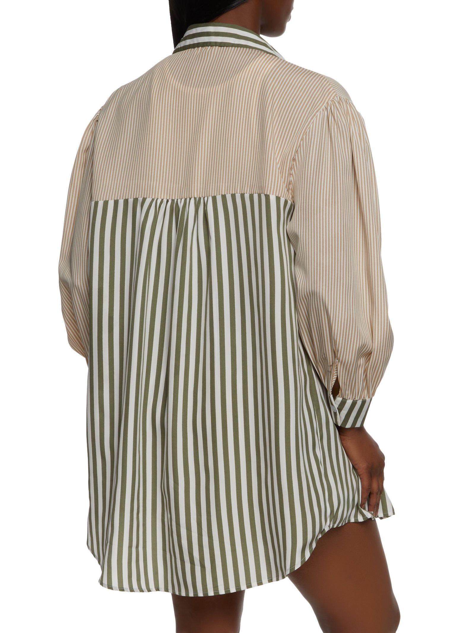 Oversized Color Block Striped Button Front Shirt sold by Rainbow product image thumbnail 3