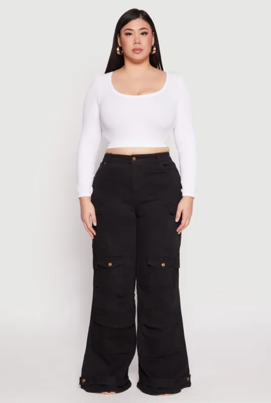 Plus Size Daisy Cargo Pocket Flare Jeans sold by Rainbow