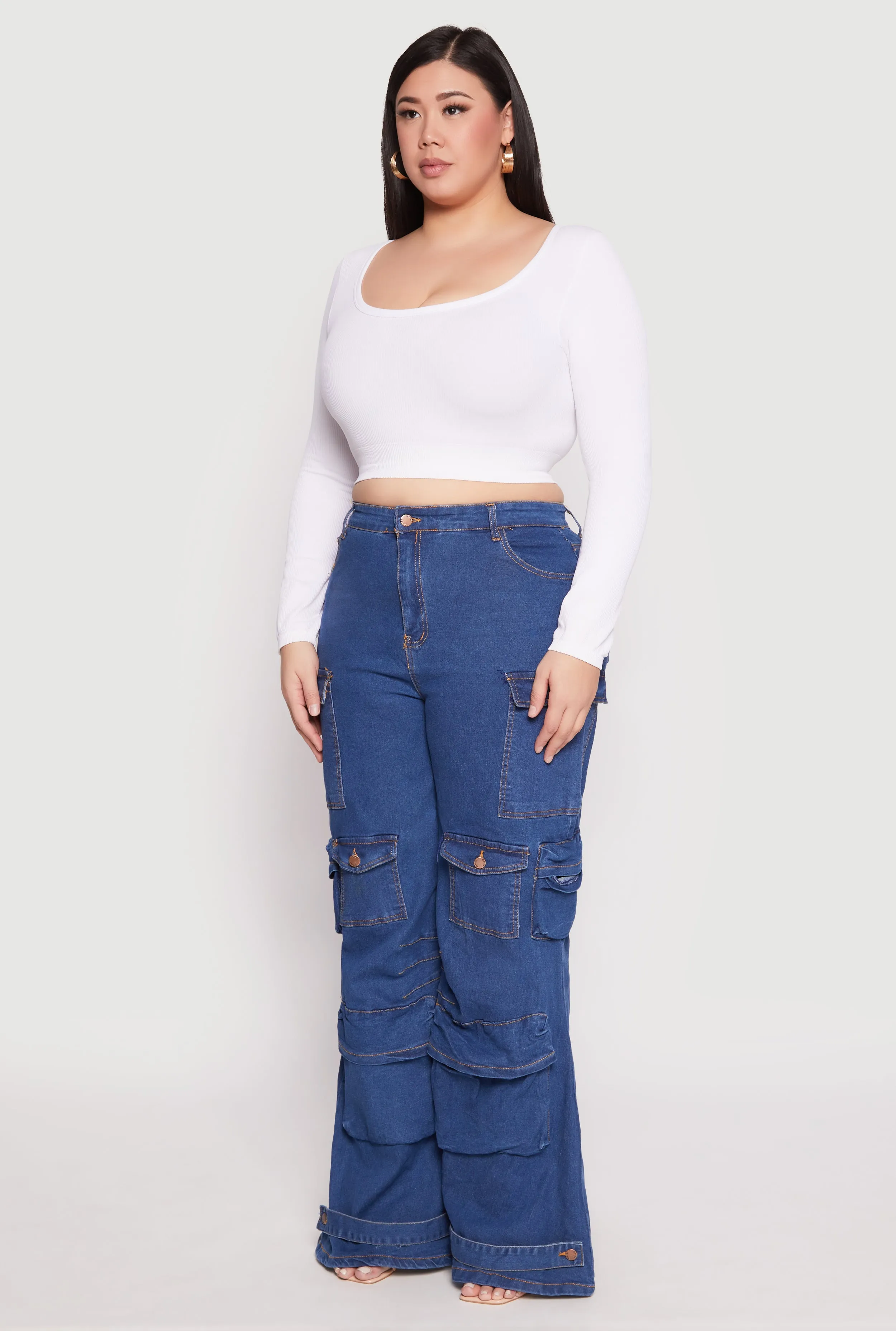 Plus Size Daisy Cargo Pocket Flare Jeans sold by Rainbow product image thumbnail 2
