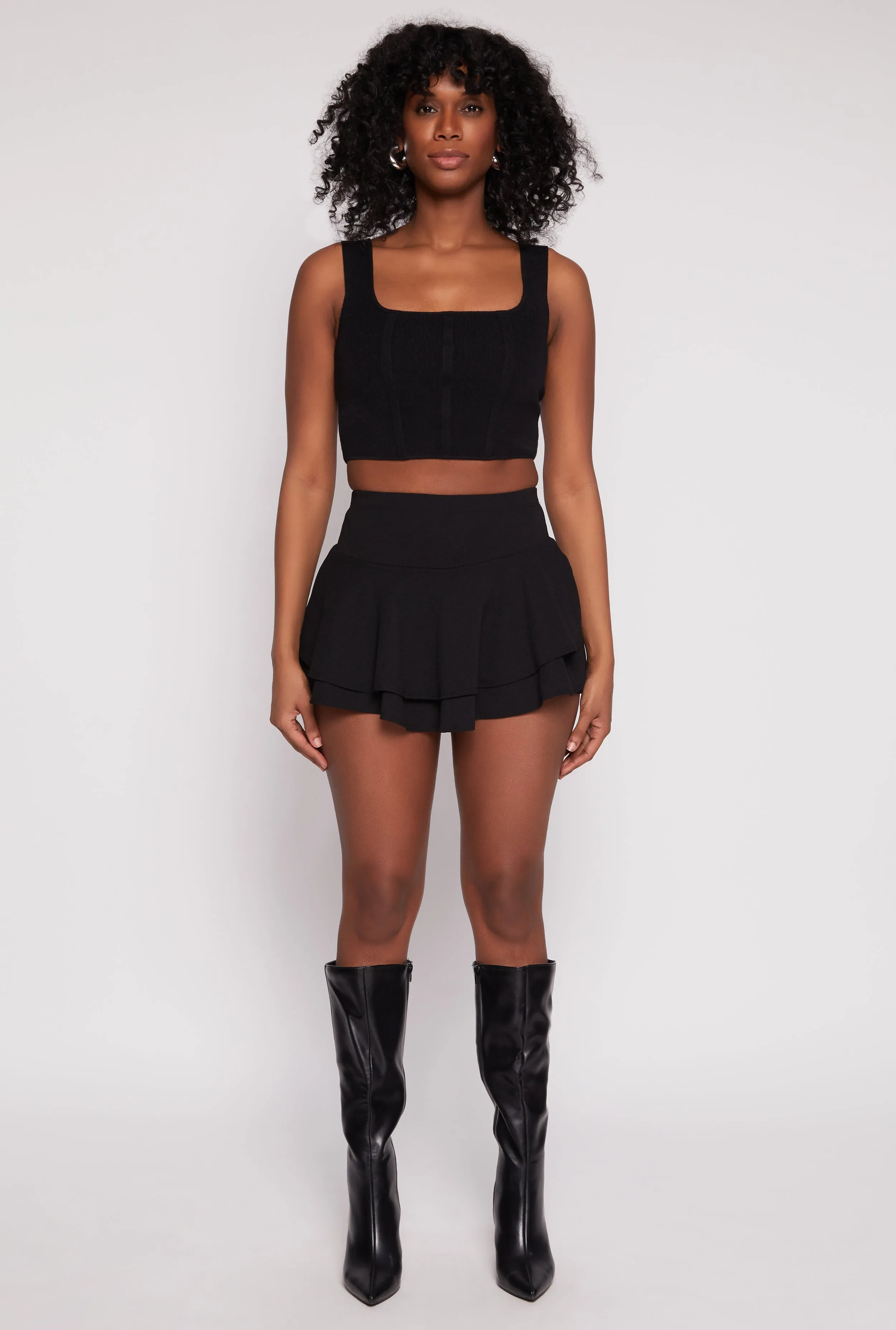 High Waisted Tiered Skort sold by Rainbow