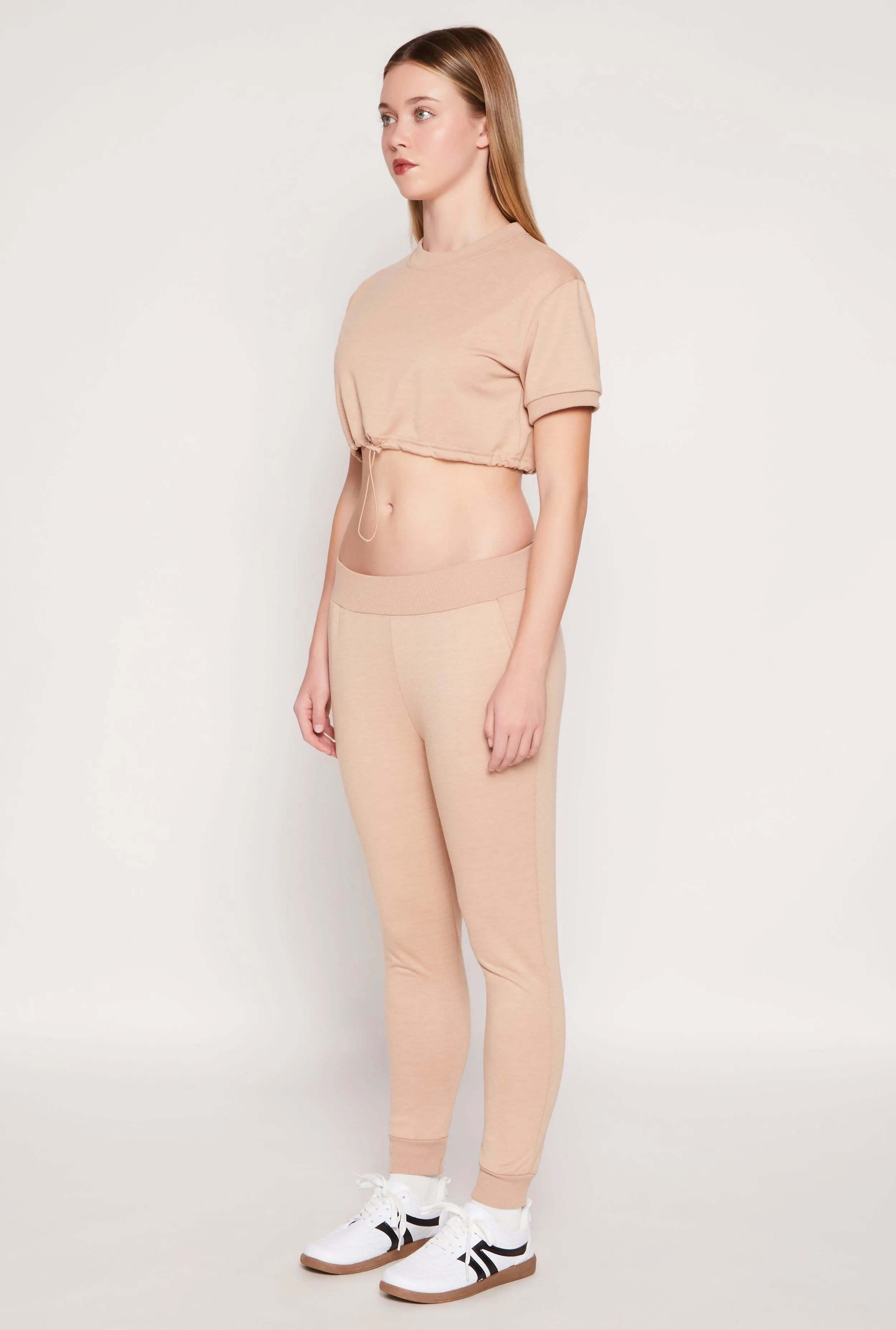 French Terry Toggle Drawstring Hem Crop Top sold by Rainbow product image thumbnail 3