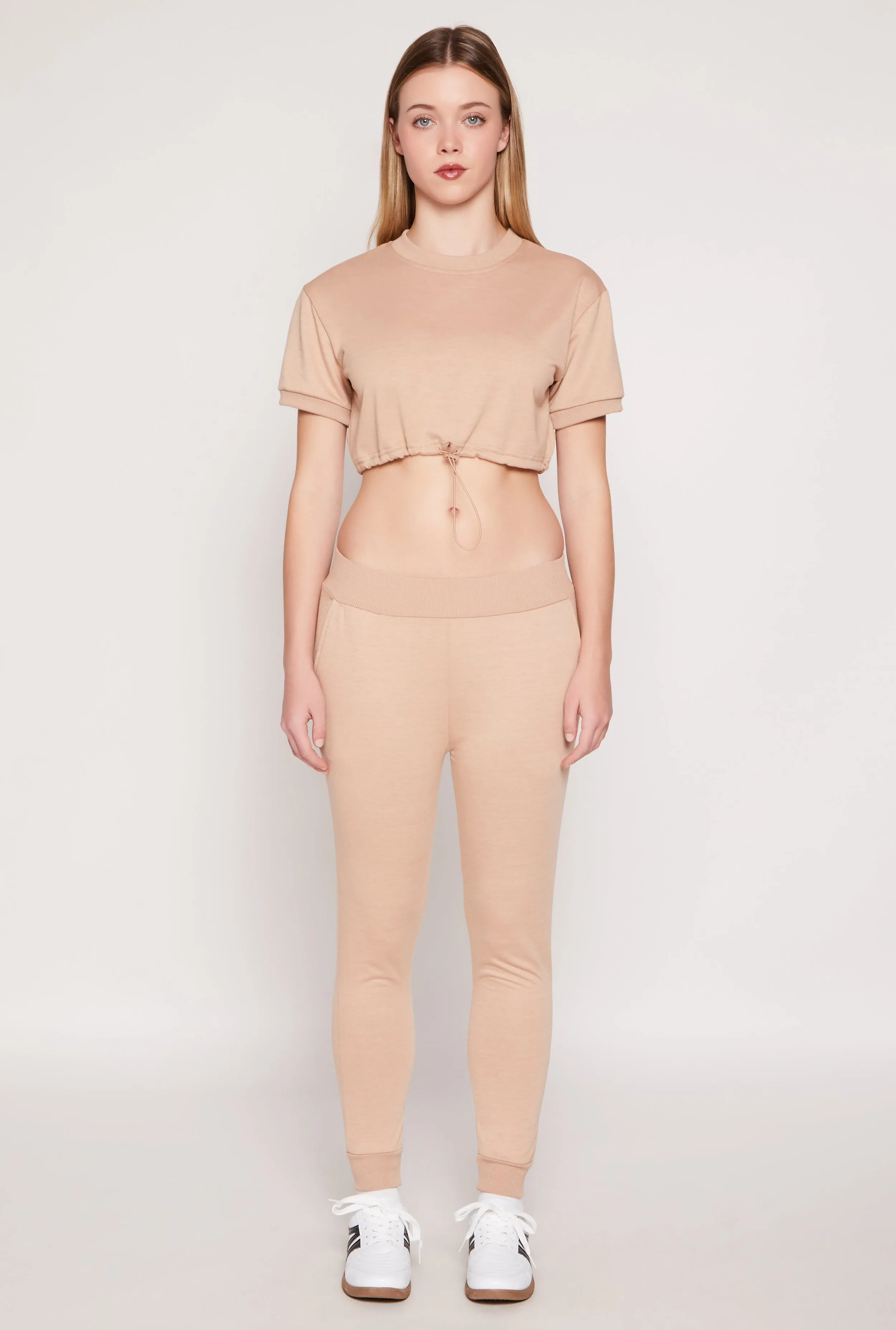 French Terry Toggle Drawstring Hem Crop Top sold by Rainbow product image thumbnail 2