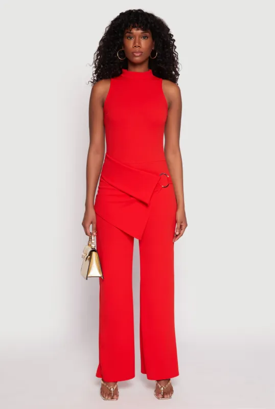 Asymmetrical O Ring Waist Detail Jumpsuit sold by Rainbow