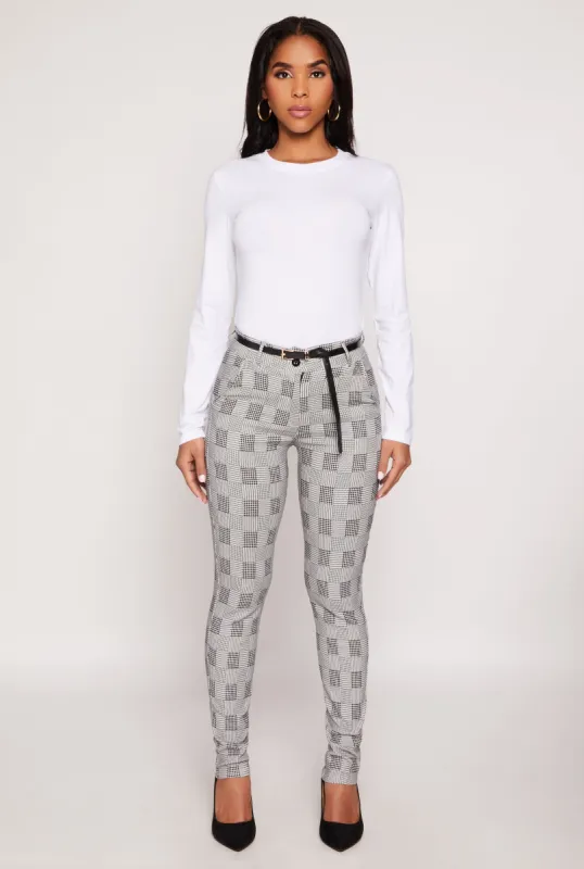 Printed Pattern Belted Dress Pants sold by Rainbow