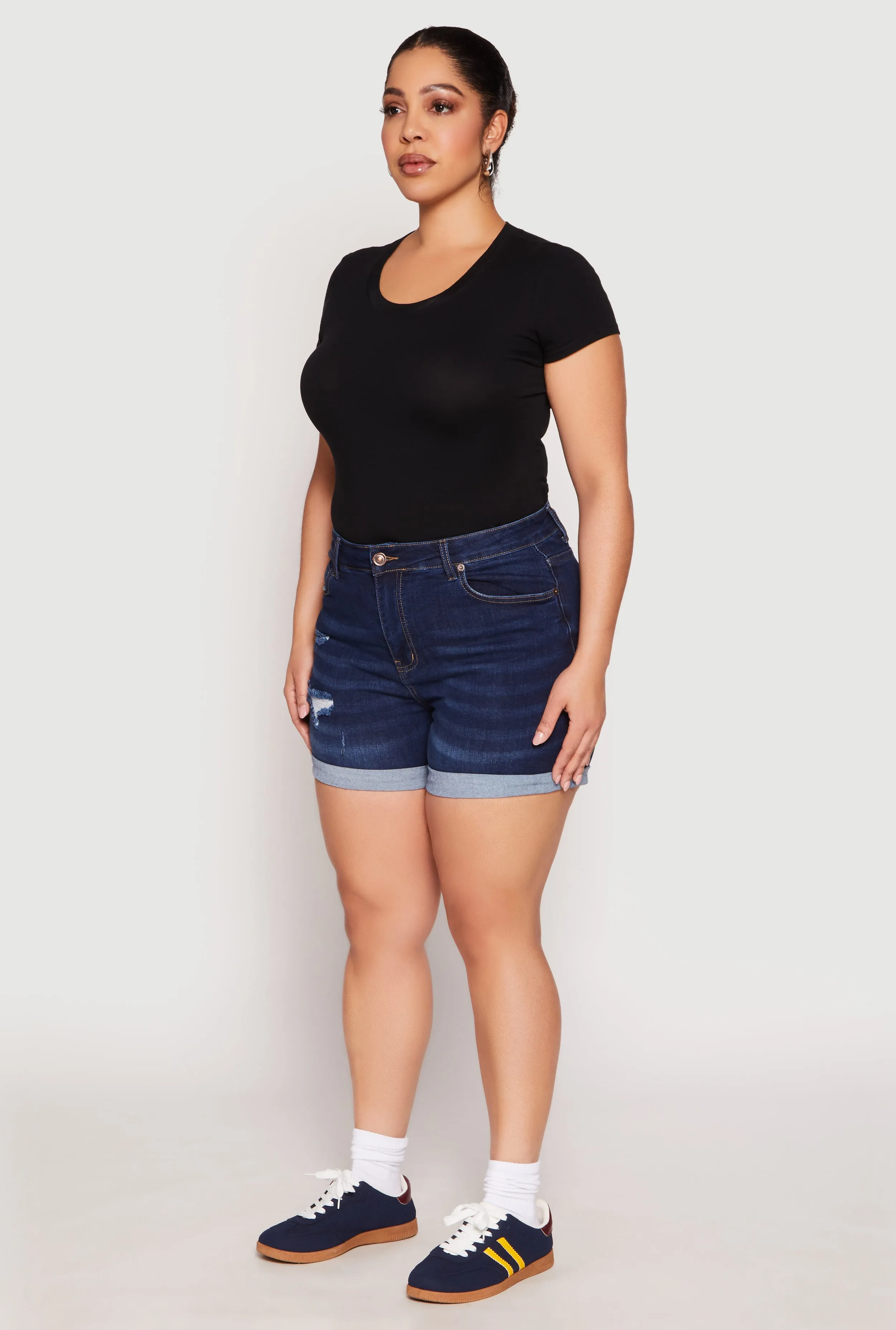 Plus Size WAX Whiskered Distressed Denim Shorts sold by Rainbow product image thumbnail 2