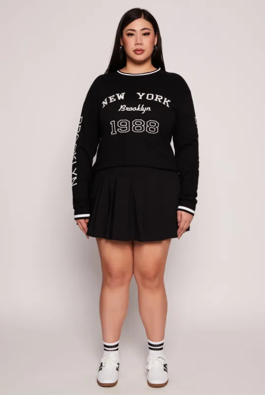 Plus Size Brooklyn Embroidered Sweatshirt sold by Rainbow