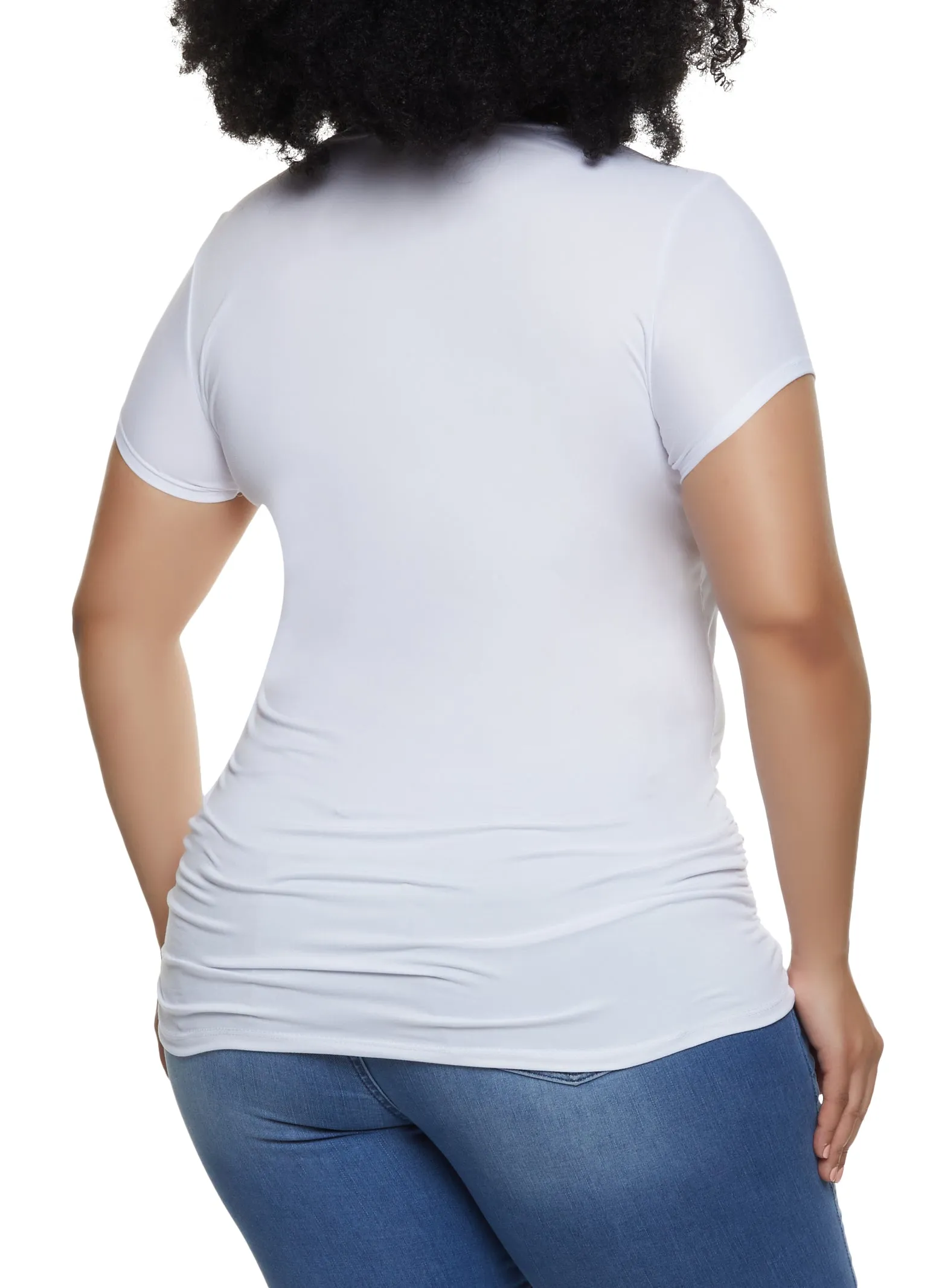 Plus Size Basic Solid V Neck Tee sold by Rainbow product image thumbnail 2