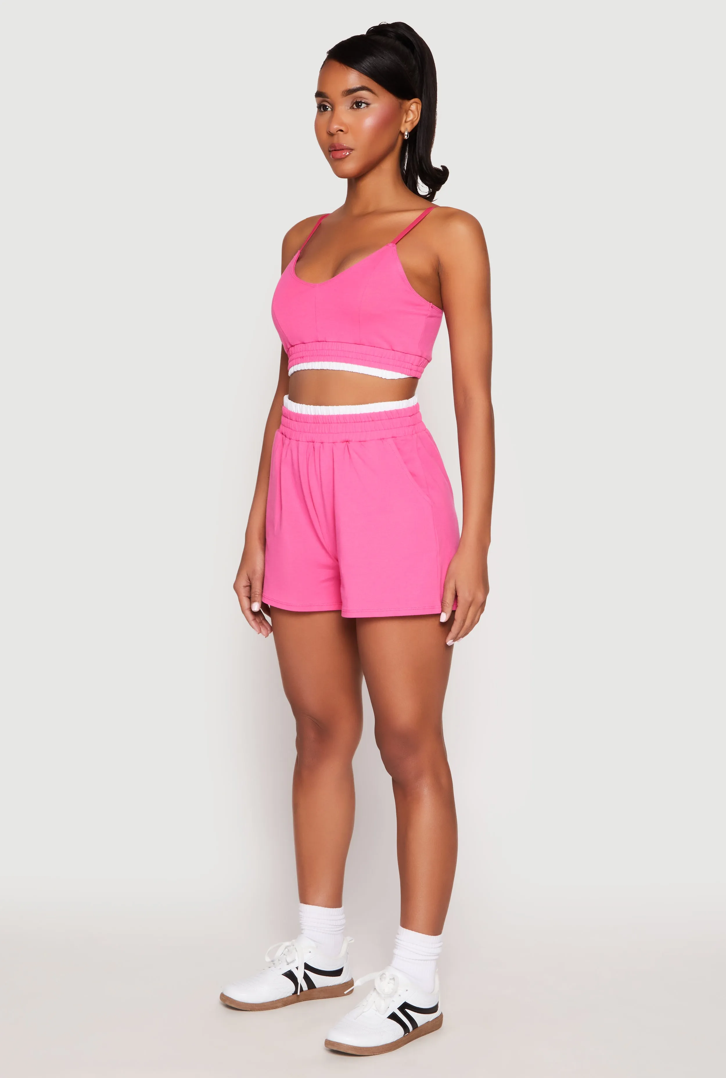 Contrast Trim Smocked Hem Crop Top sold by Rainbow product image thumbnail 3