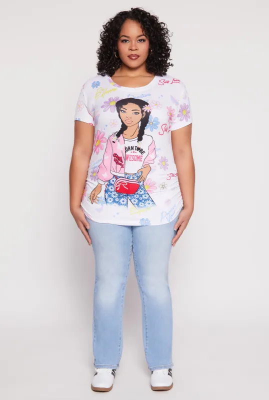 Plus Size Graphic Print Ruched Top sold by Rainbow