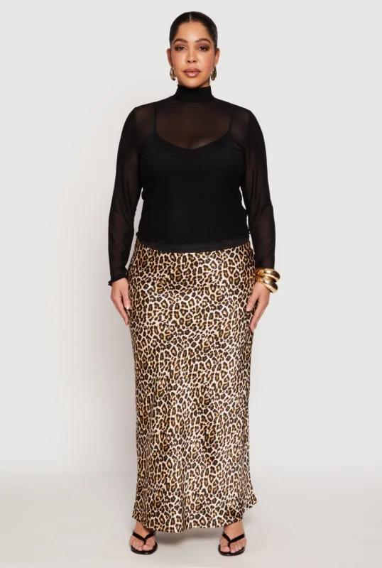 Plus Size Lined Mesh Mock Neck Top sold by Rainbow