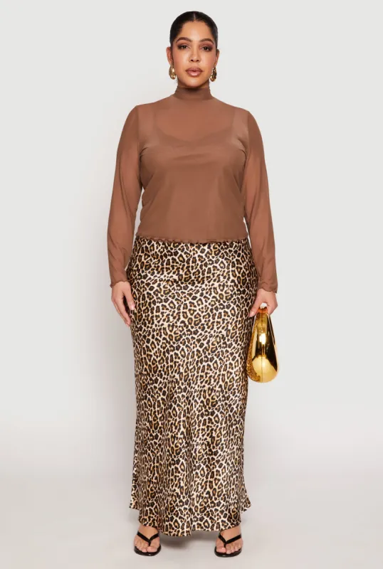 Plus Size Lined Mesh Mock Neck Top sold by Rainbow