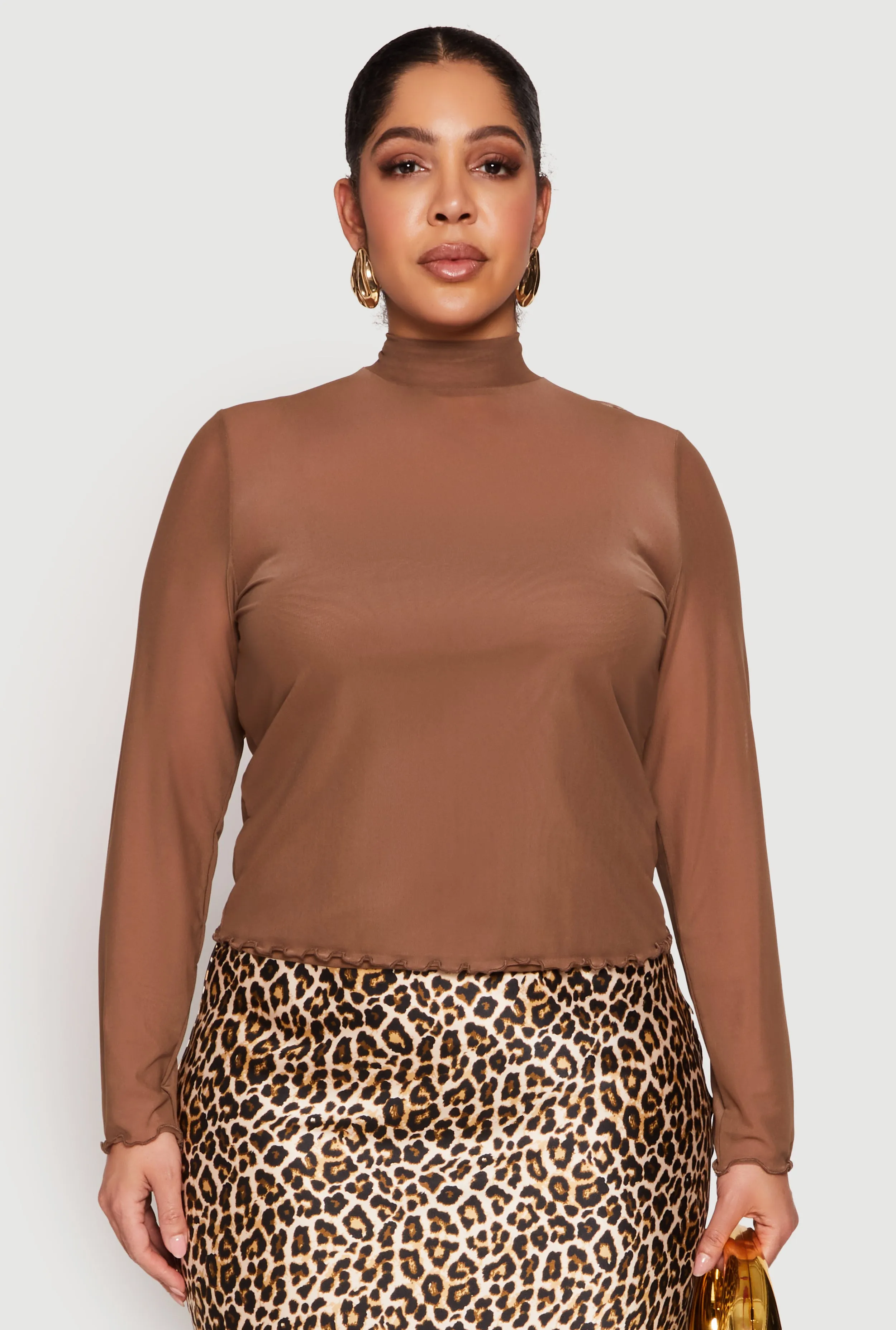 Plus Size Lined Mesh Mock Neck Top sold by Rainbow product image thumbnail 2