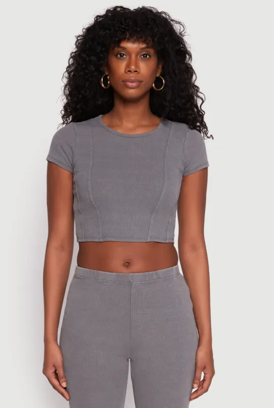 Almost Famous Ribbed Knit Crop Top sold by Rainbow