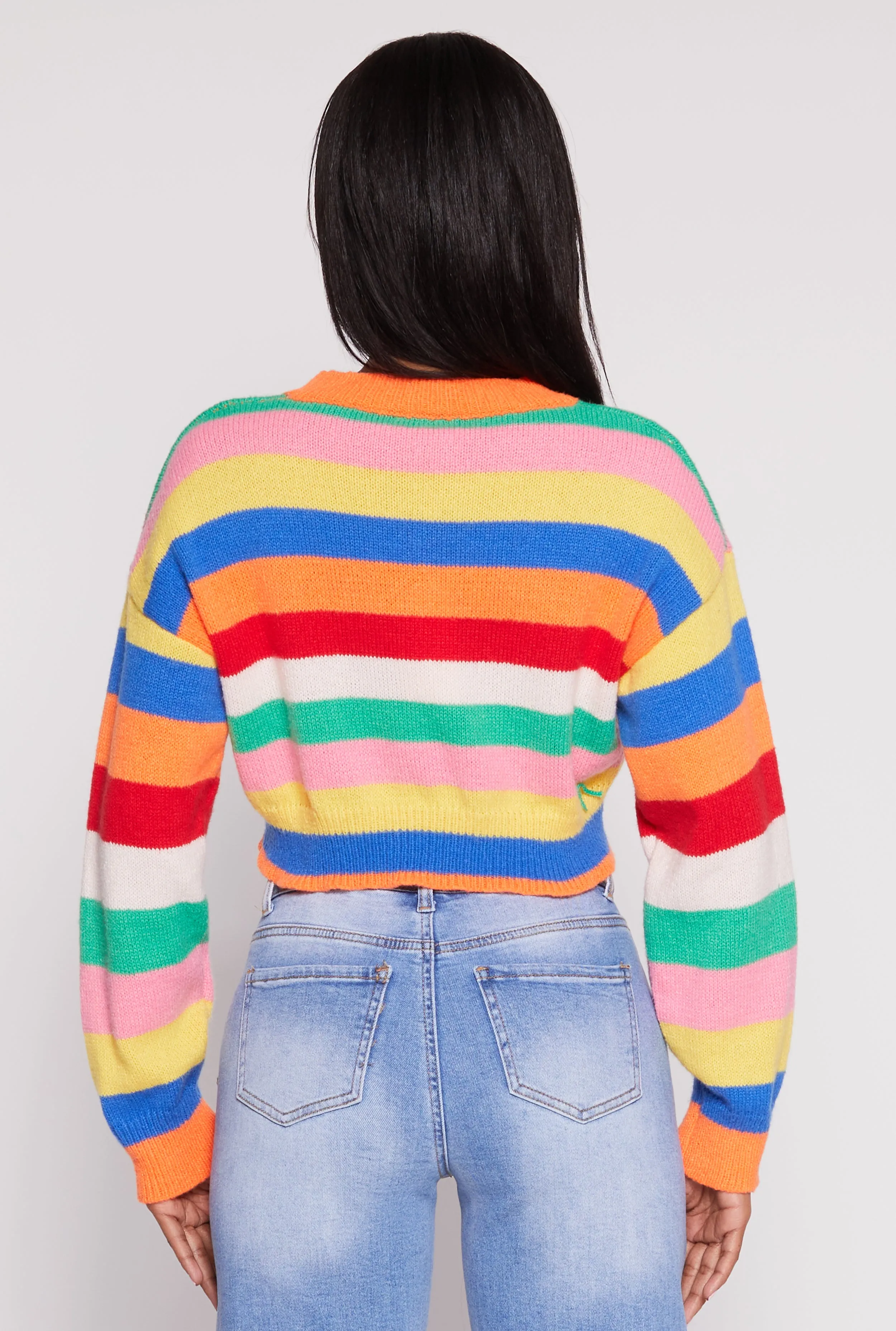 Daisy Striped Brushed Knit Cropped Sweater sold by Rainbow product image thumbnail 5