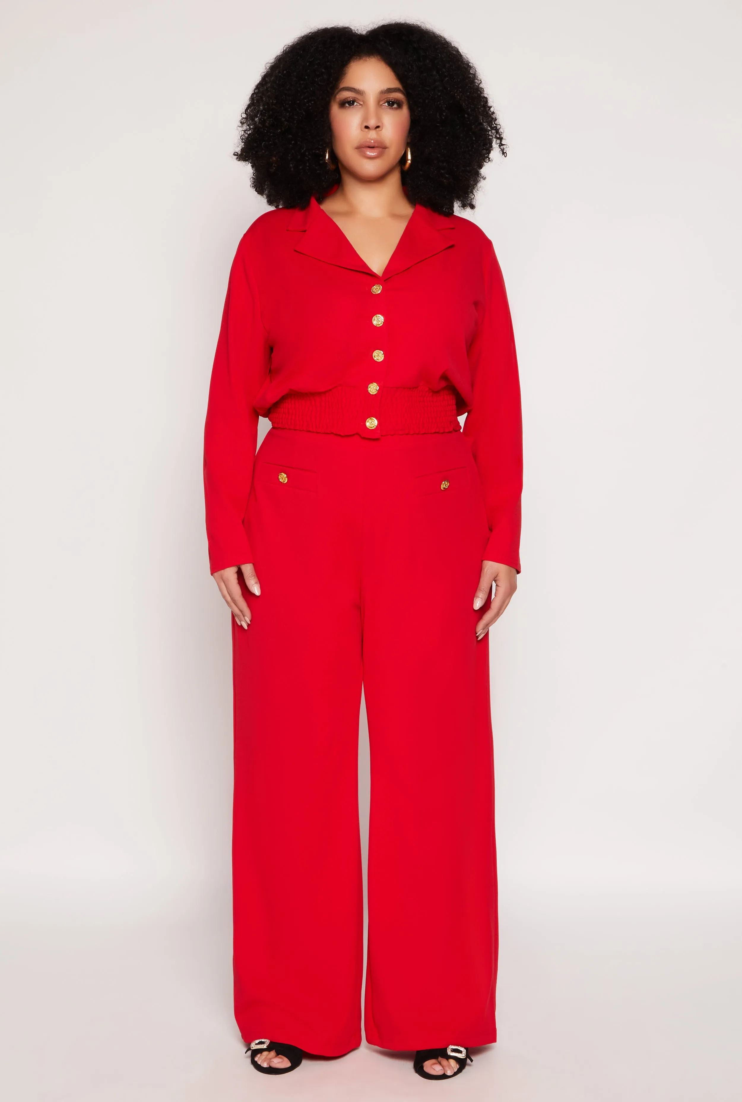 Plus Size Crepe Knit Wide Leg Dress Pants sold by Rainbow