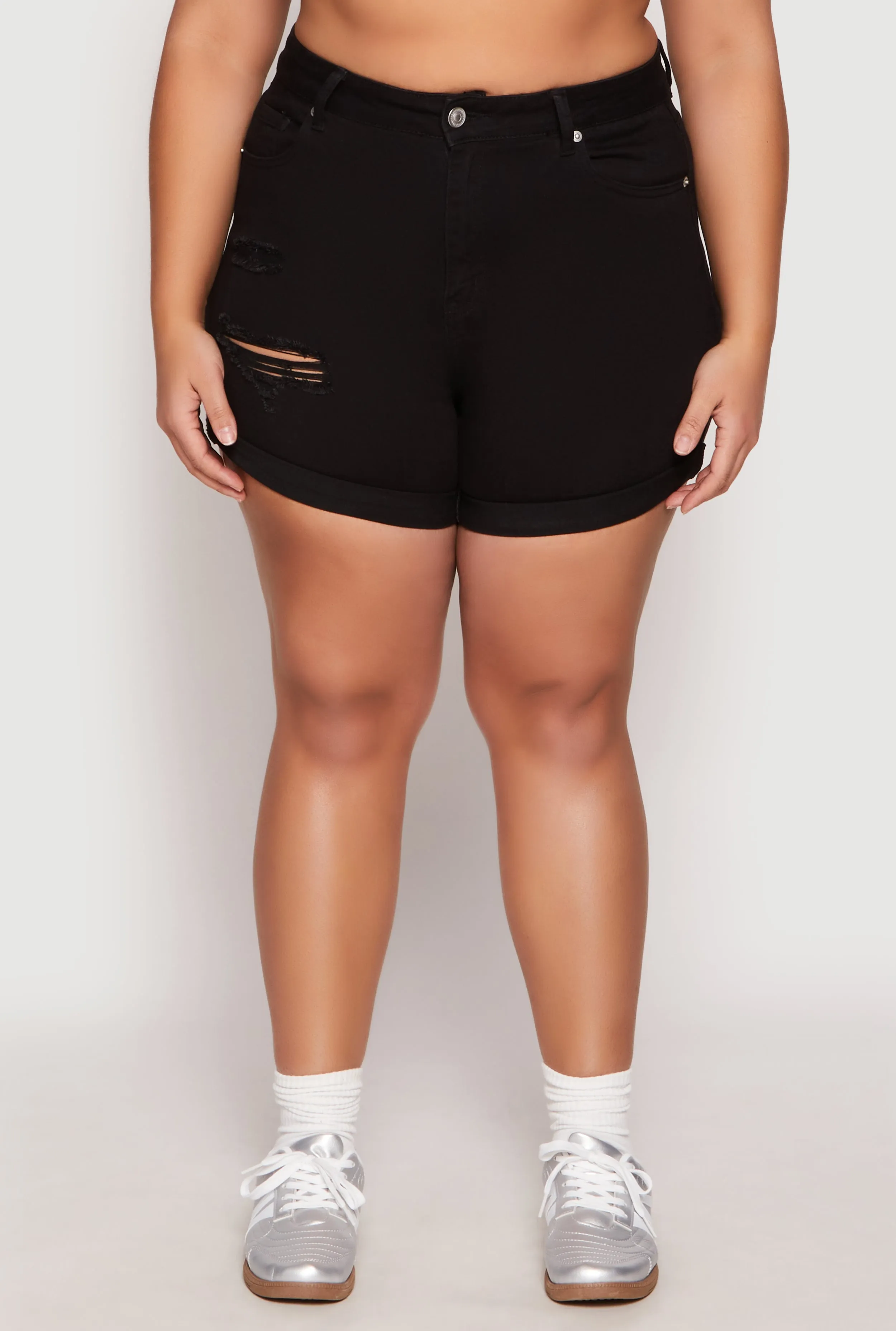 Plus Size WAX Whiskered Distressed Denim Shorts sold by Rainbow product image thumbnail 3