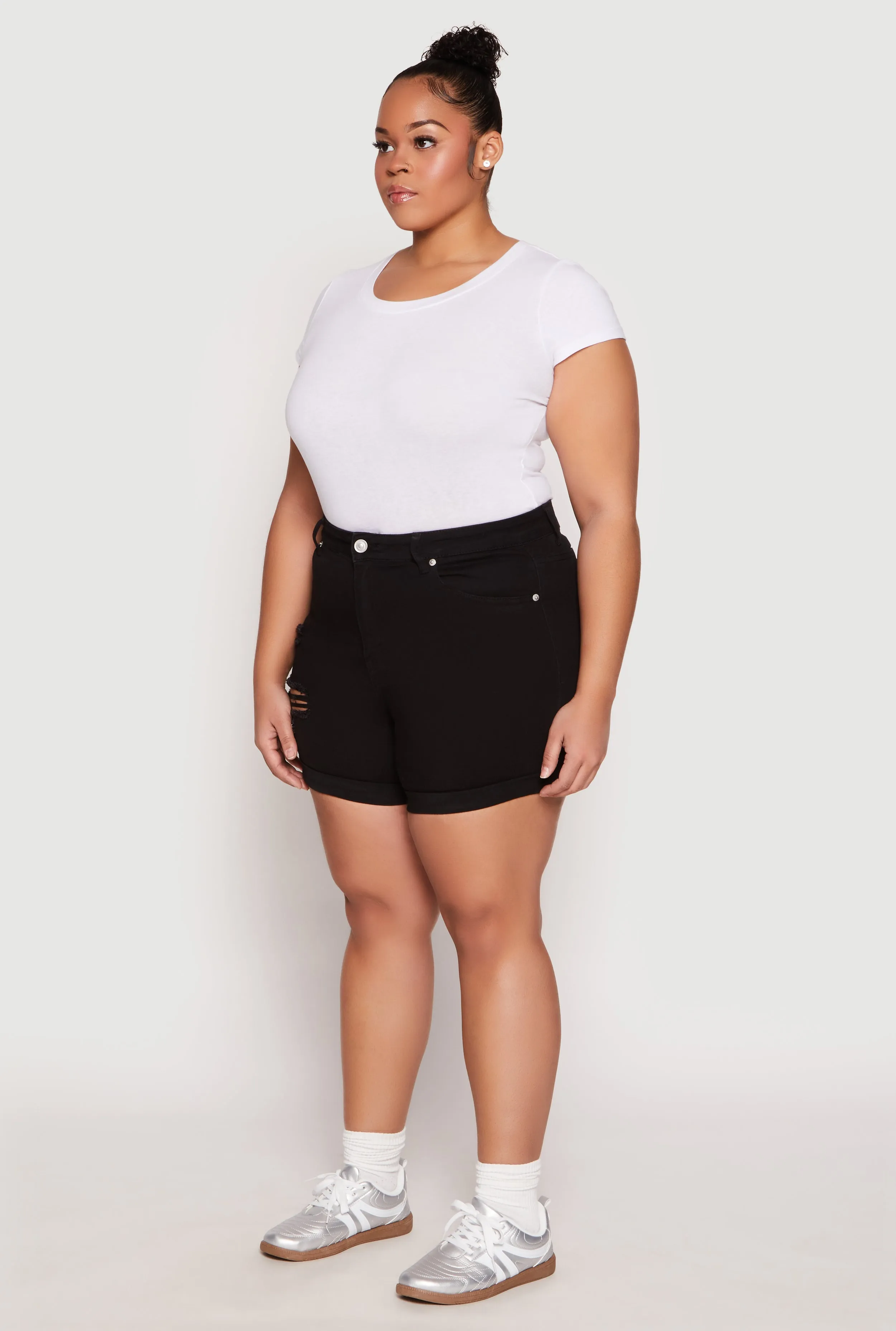 Plus Size WAX Whiskered Distressed Denim Shorts sold by Rainbow product image thumbnail 2