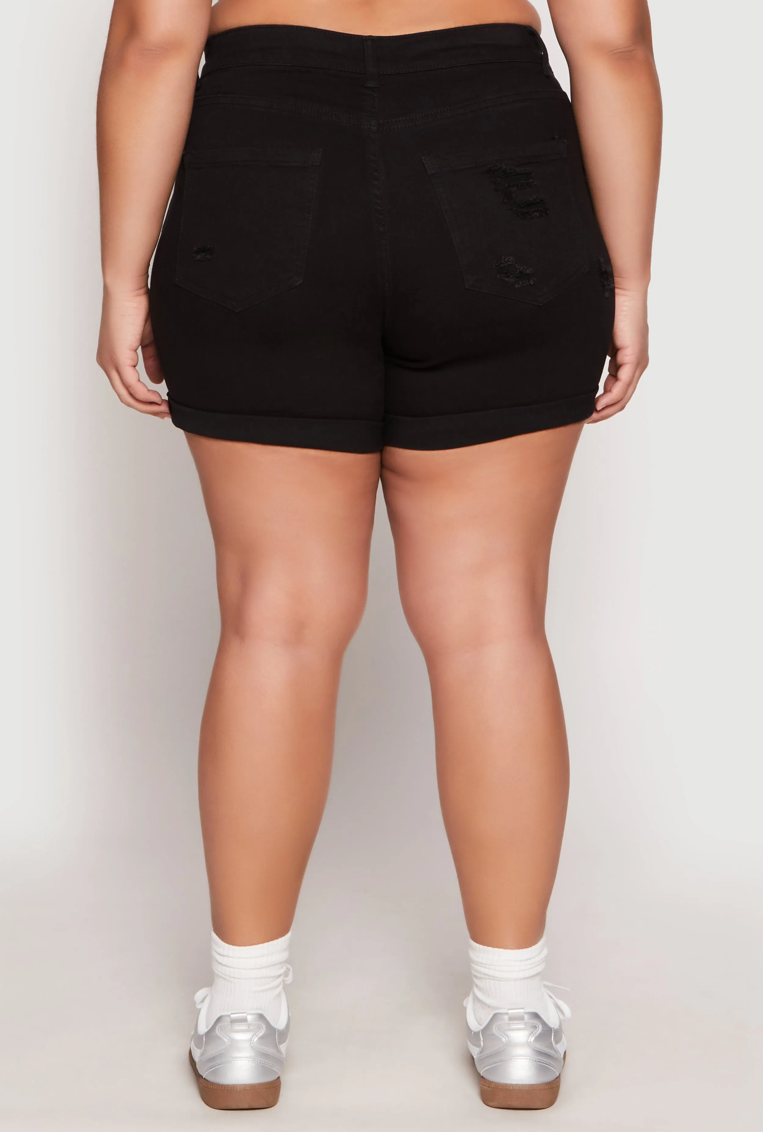 Plus Size WAX Whiskered Distressed Denim Shorts sold by Rainbow product image thumbnail 5