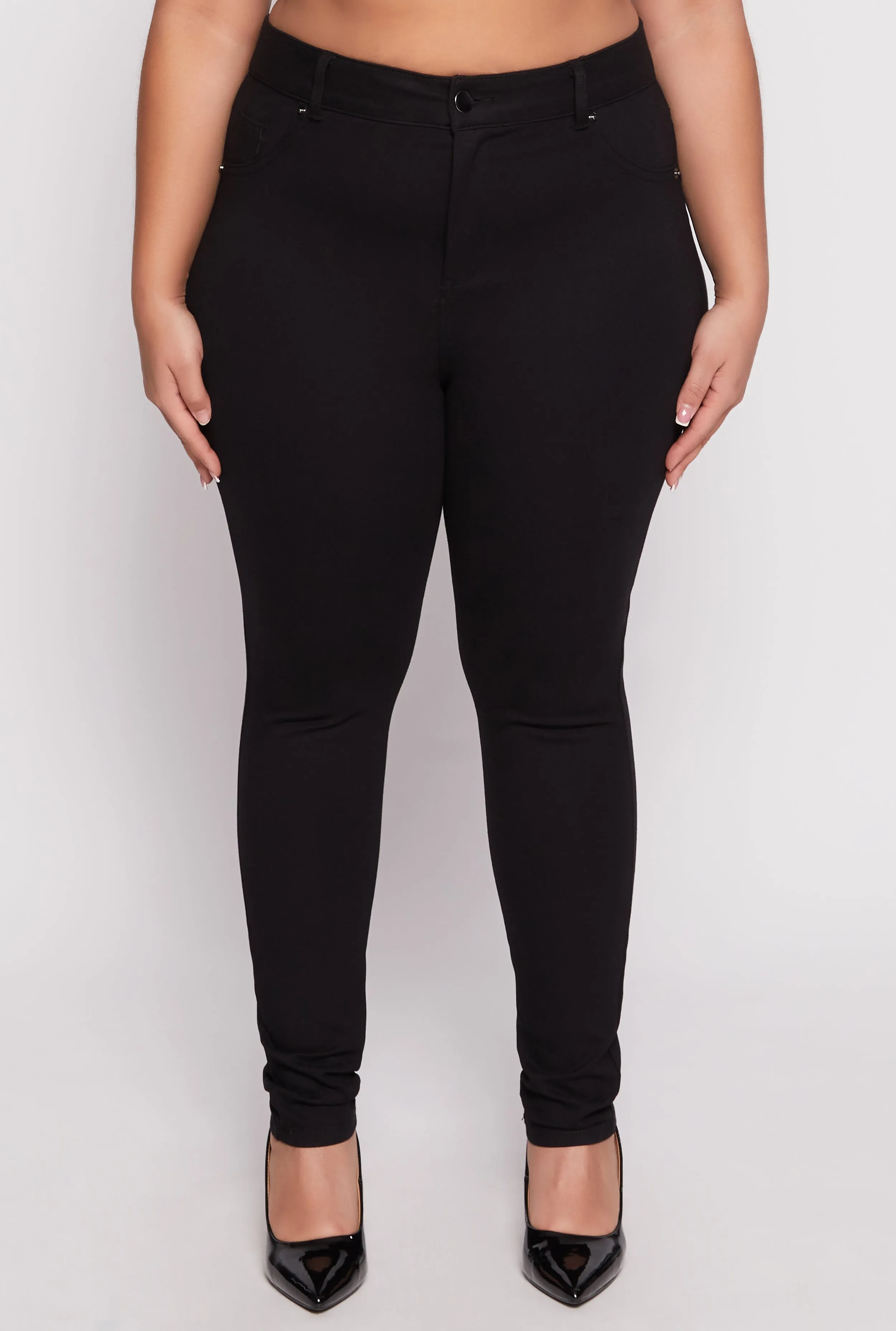 Plus Size Ponte High Waisted Skinny Dress Pants sold by Rainbow product image thumbnail 3