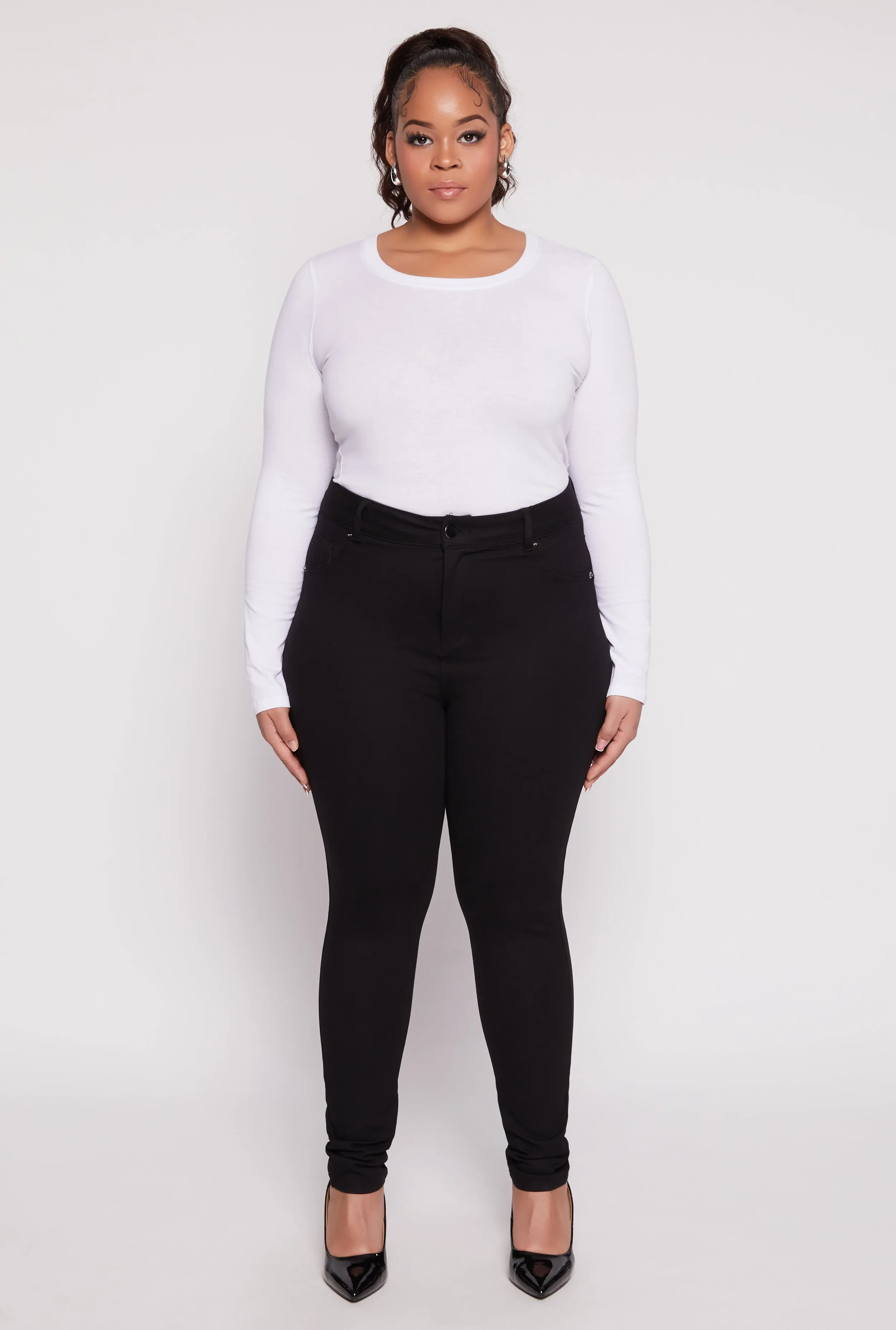 Plus Size Ponte High Waisted Skinny Dress Pants sold by Rainbow