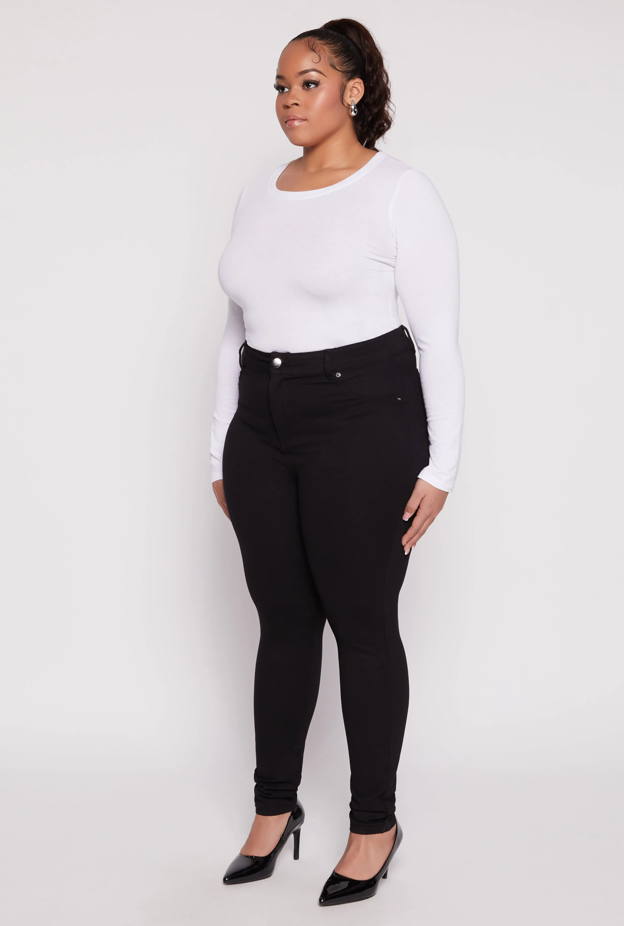 Plus Size Ponte High Waisted Skinny Dress Pants sold by Rainbow product image thumbnail 2