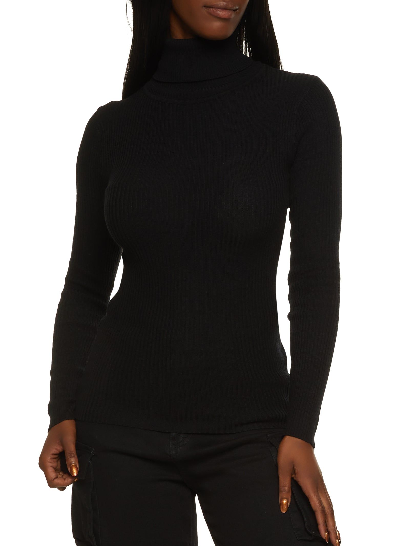 Basic Ribbed Turtleneck Top sold by Rainbow