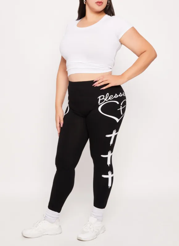 Blessed Cross Graphic Leggings sold by Rainbow