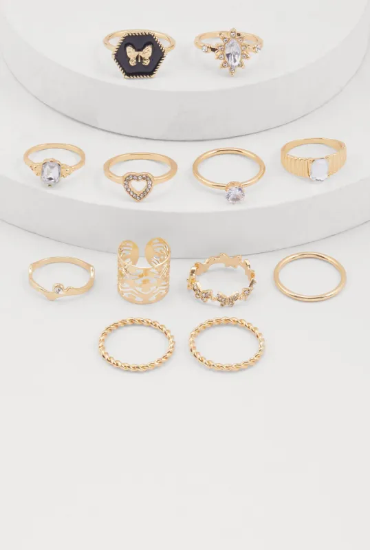 Butterfly Cubic Zirconia Assorted Rings Set of 12 sold by Rainbow