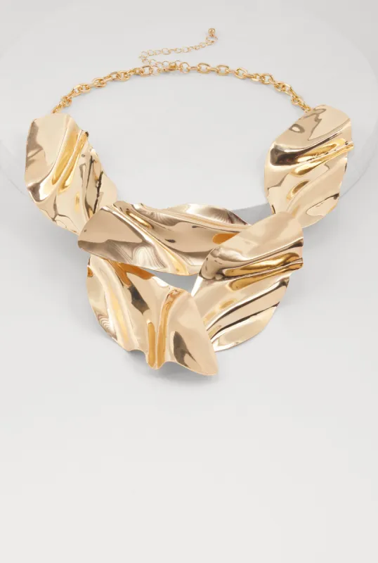 Textured Metallic Chain Choker Necklace sold by Rainbow