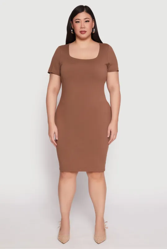 Plus Size Square Neck T Shirt Dress sold by Rainbow