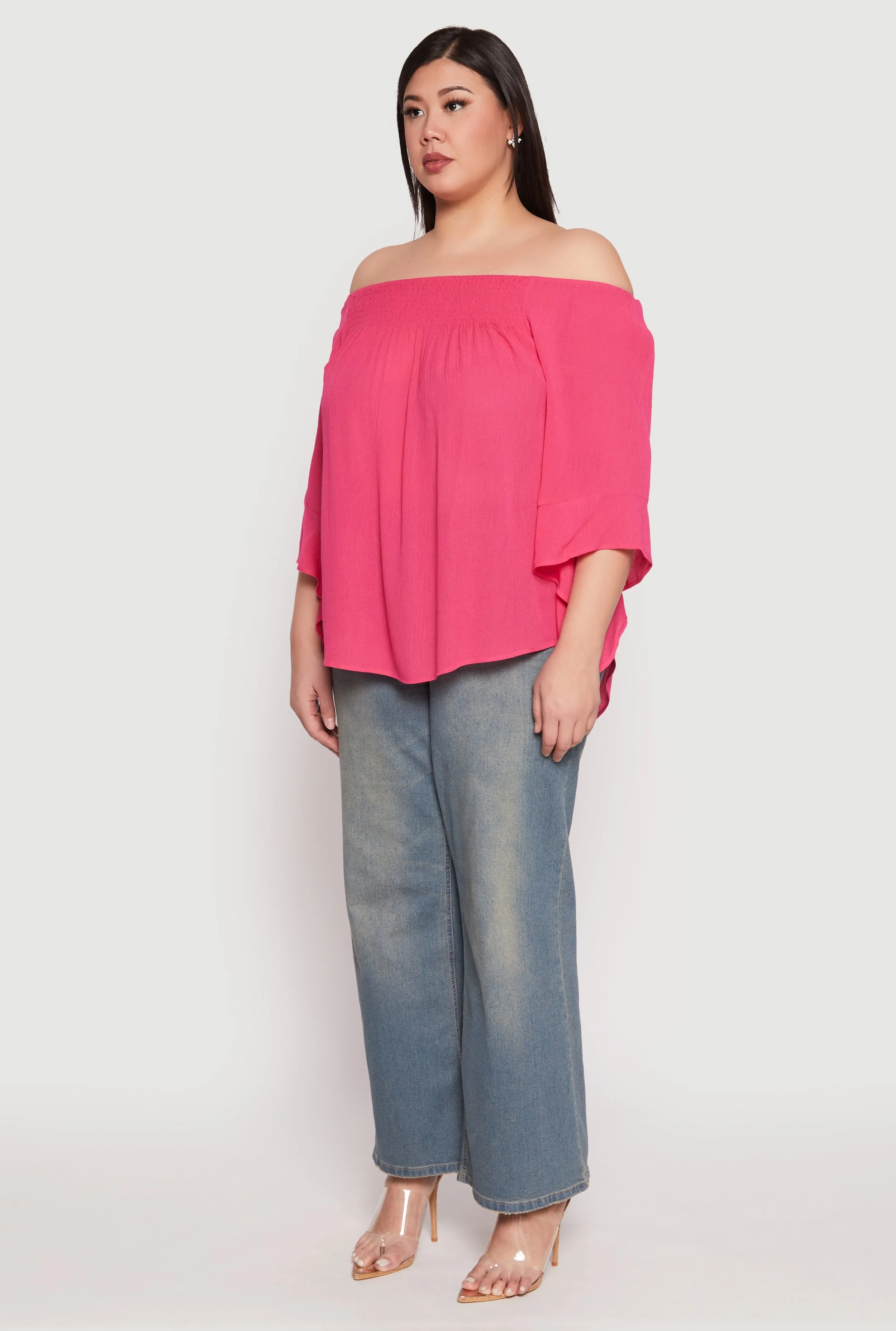 Plus Size Smocked Off the Shoulder Blouse sold by Rainbow product image thumbnail 3