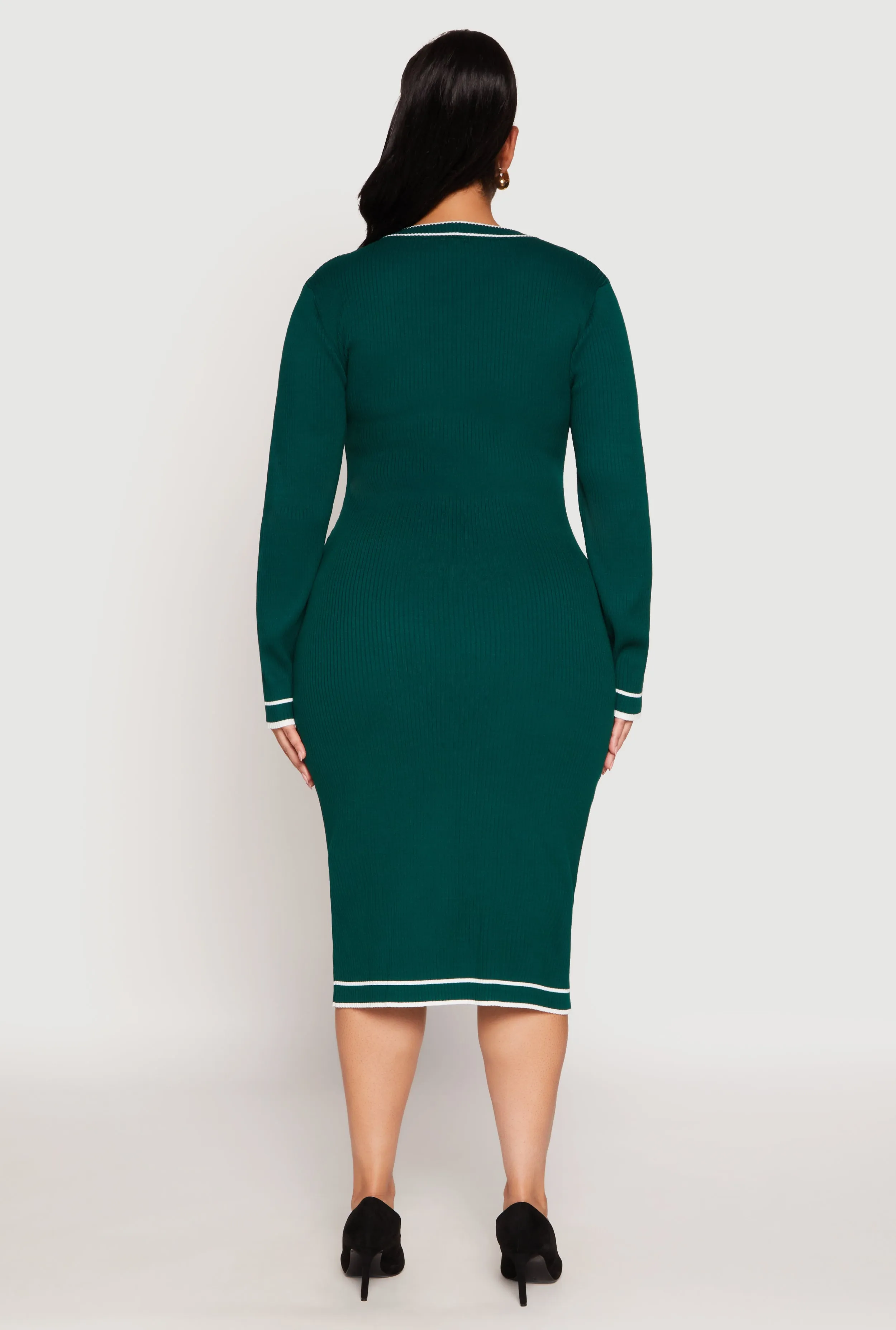 Plus Size Daisy Contrast Trim Sweater Dress sold by Rainbow product image thumbnail 3