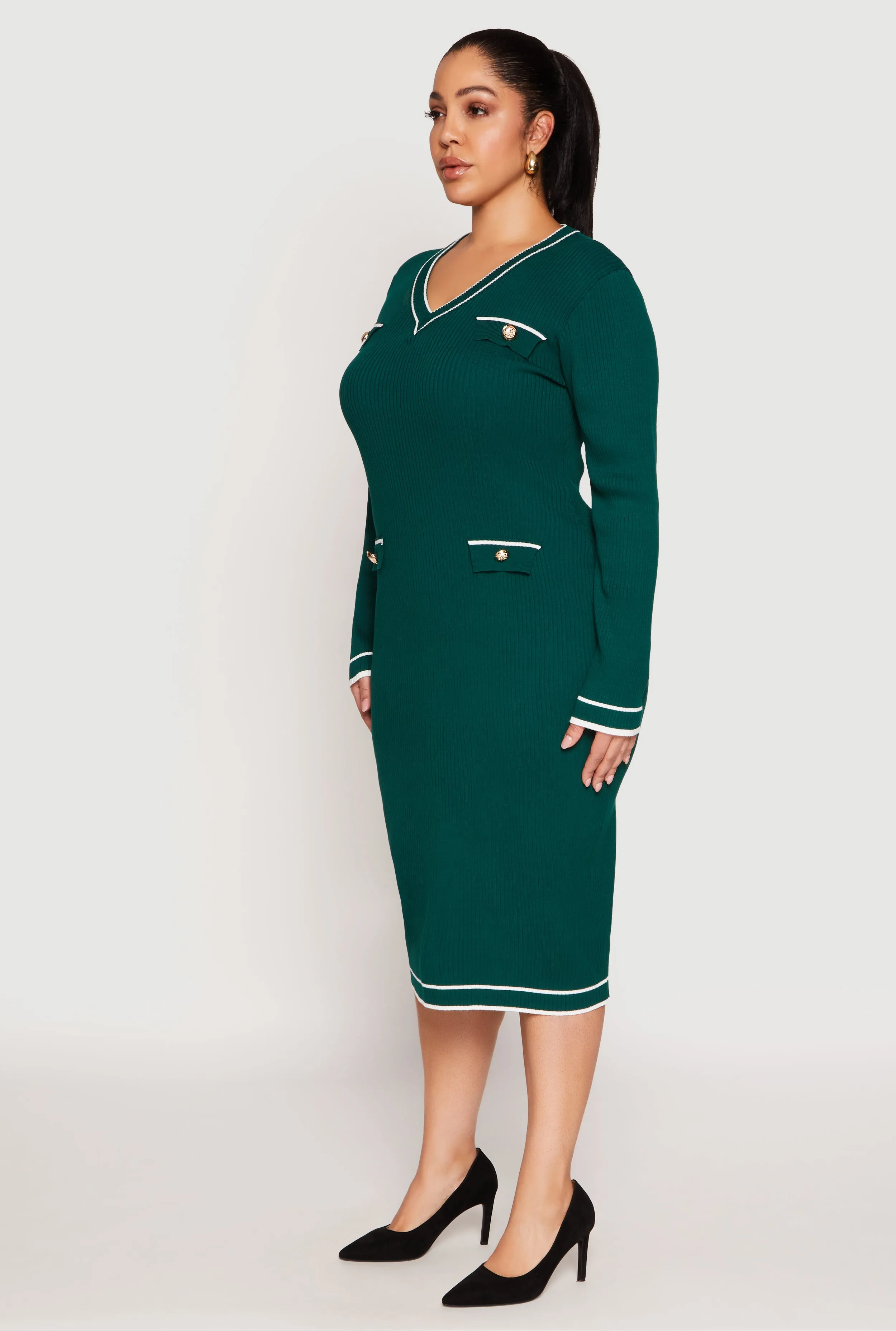 Plus Size Daisy Contrast Trim Sweater Dress sold by Rainbow product image thumbnail 2