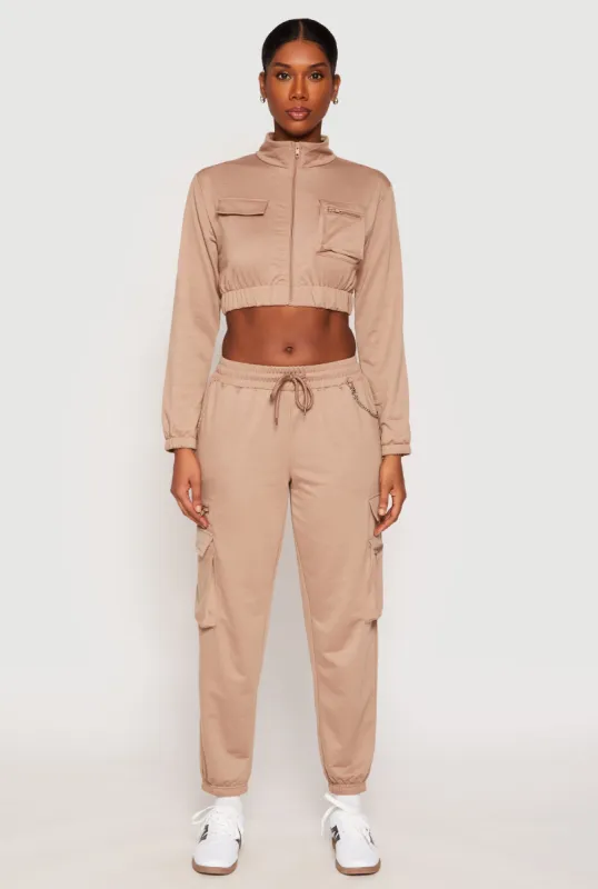 French Terry Chain Detail Cargo Joggers sold by Rainbow