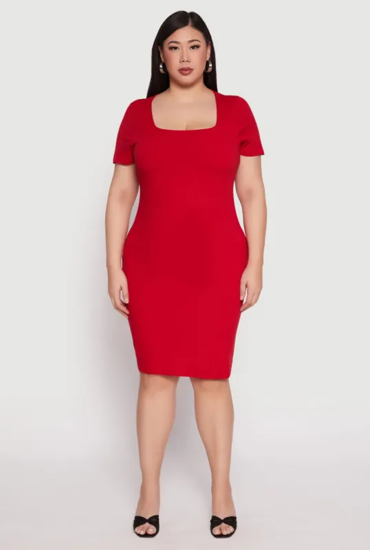 Plus Size Square Neck T Shirt Dress sold by Rainbow